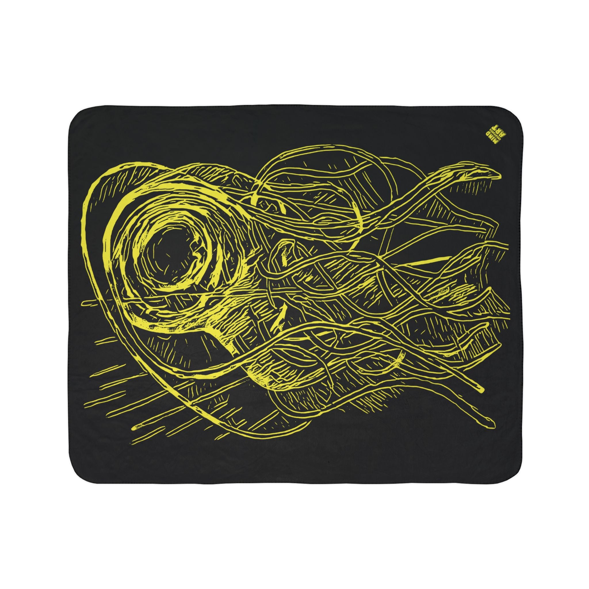 Jelly Jam (Yellow, Black Background) Fleece Sherpa Blanket