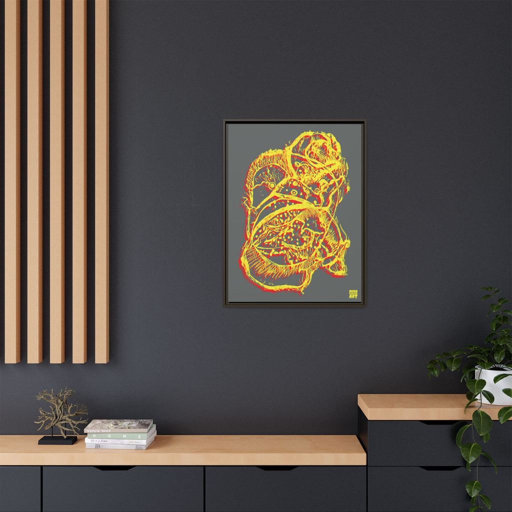 Exploration (Blur, Red & Yellow, Dark Gray Background) Matte Canvas, Framed