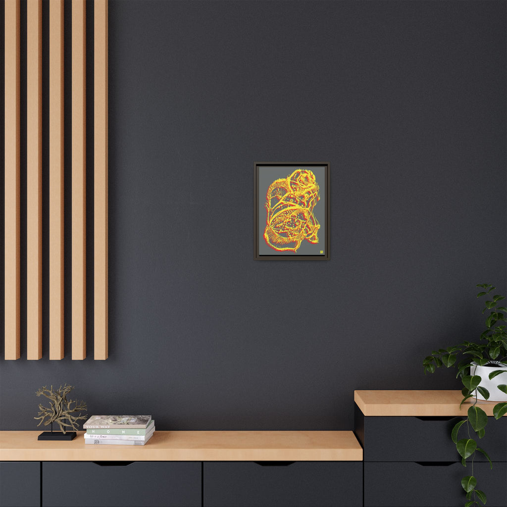 Exploration (Blur, Red & Yellow, Dark Gray Background) Matte Canvas, Framed