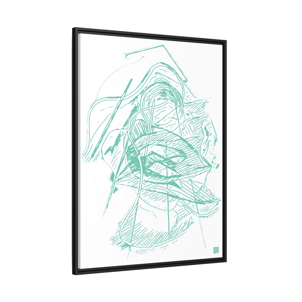 Dive Reflex (Teal, White Background) Matte Canvas, Framed