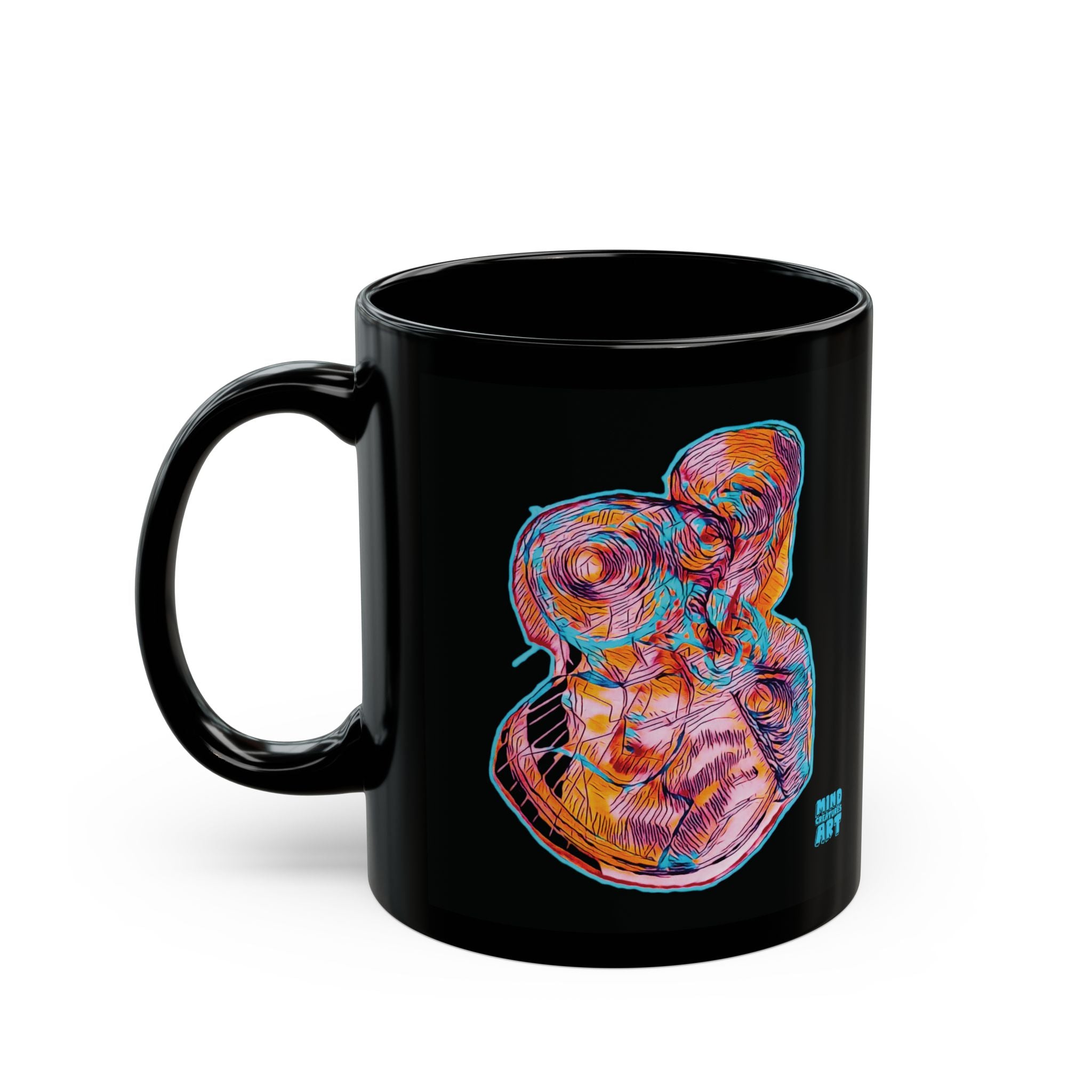 Curiosity (Pink) Black Ceramic Mug (11oz, 15oz)