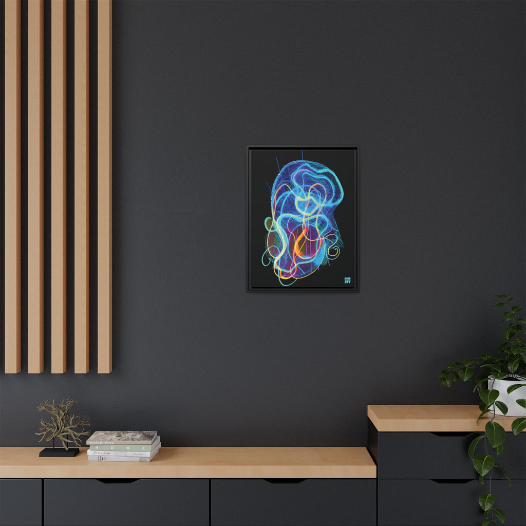 Davy Jones (Electric Blue, Black Background) Matte Canvas, Framed