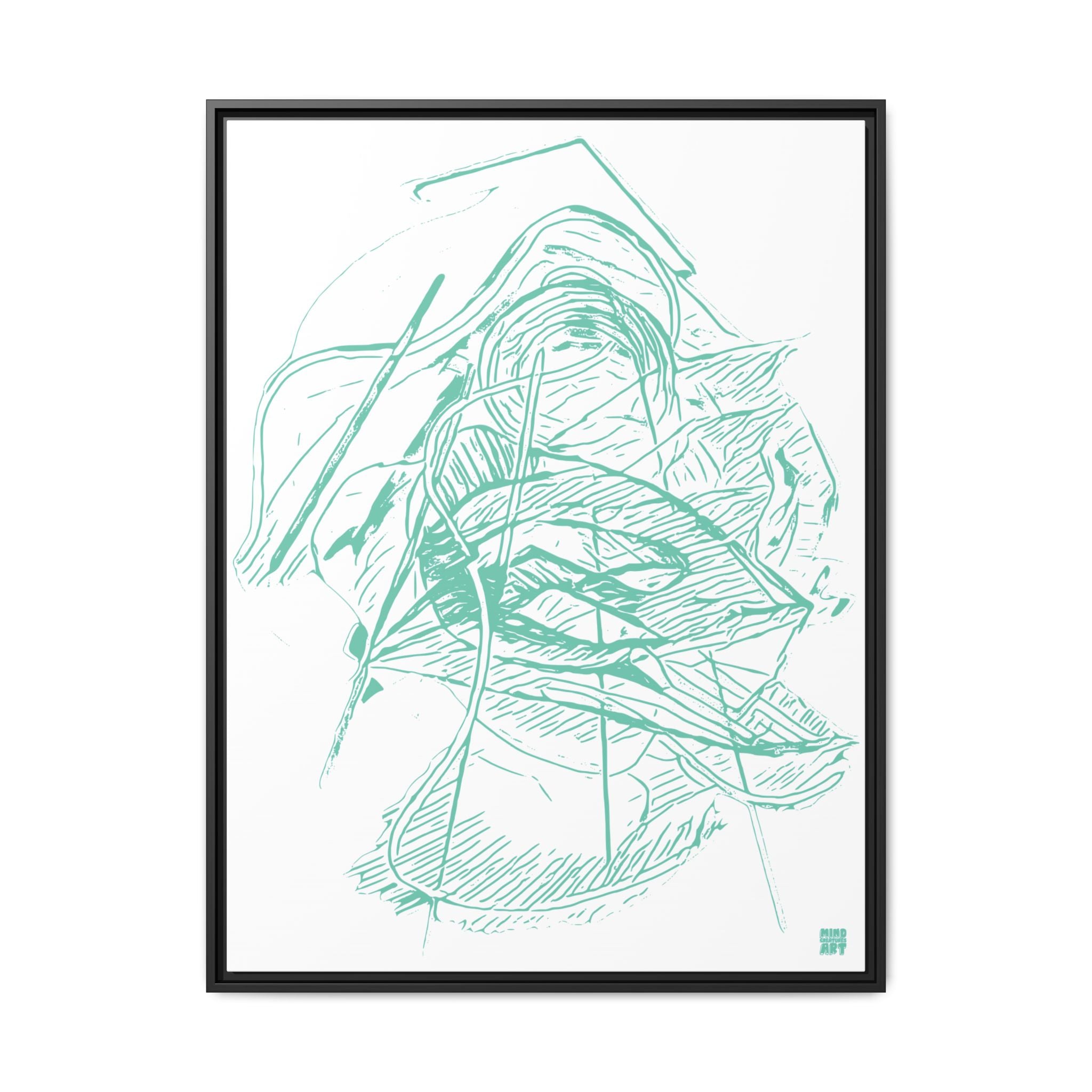 Dive Reflex (Teal, White Background) Matte Canvas, Framed