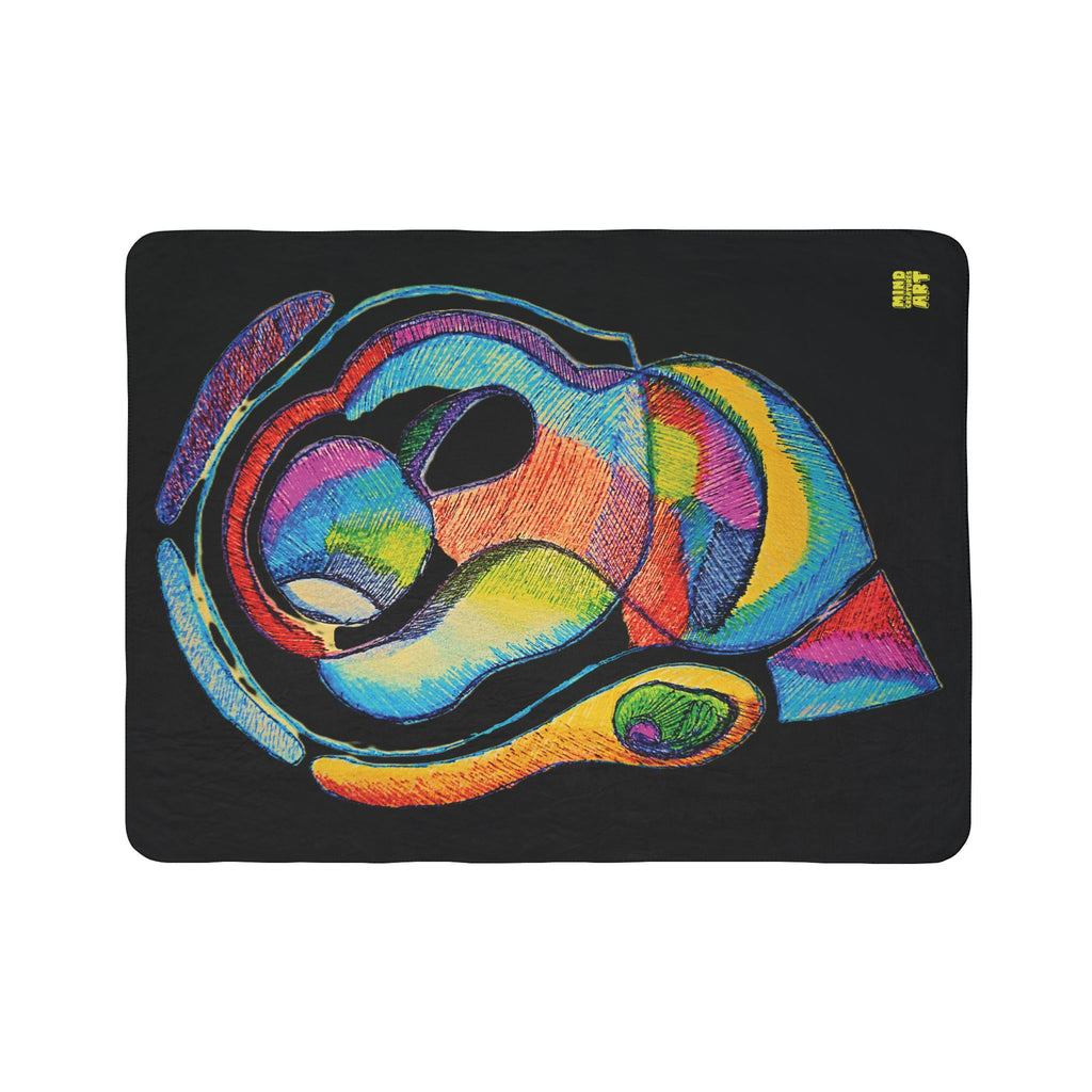 Cyclical (Black Background) Fleece Sherpa Blanket