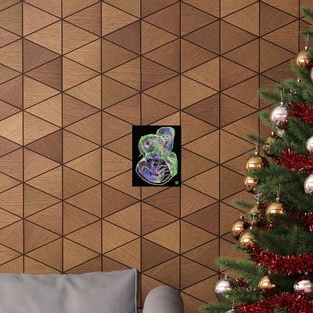 Curiosity (Electric Green, Black Background) Matte Poster