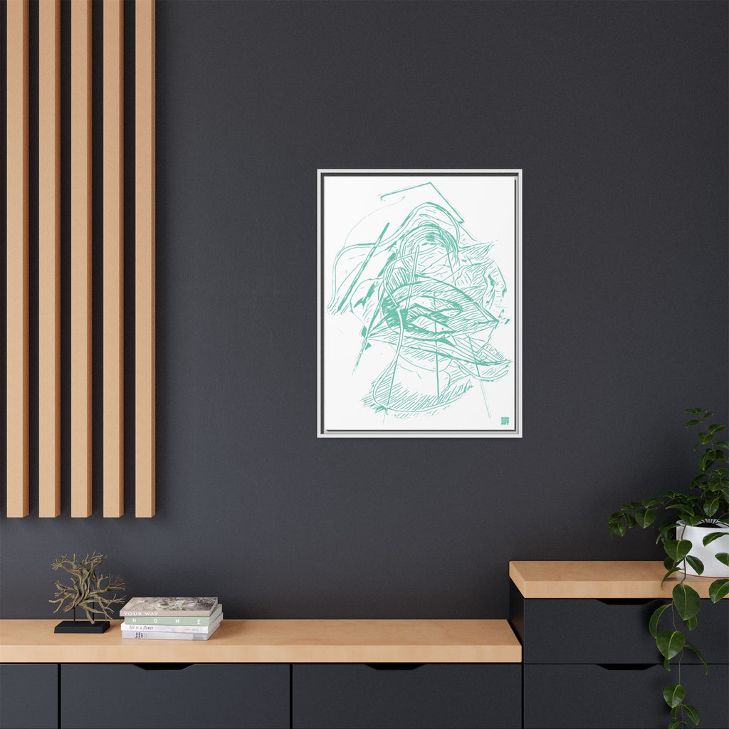 Dive Reflex (Teal, White Background) Matte Canvas, Framed
