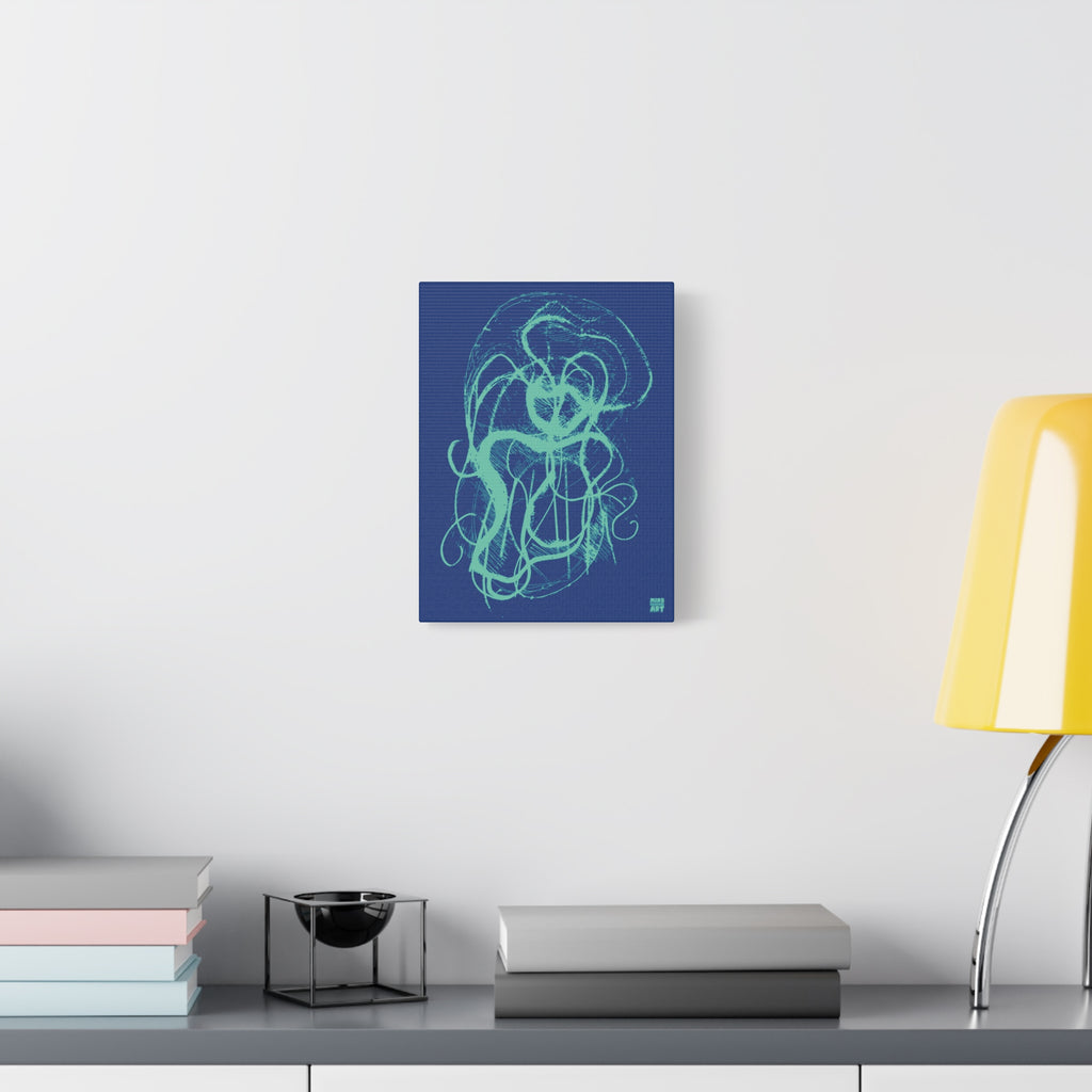 Davy Jones (Teal, Dark Blue Background) Matte Canvas, Stretched, 1.25"