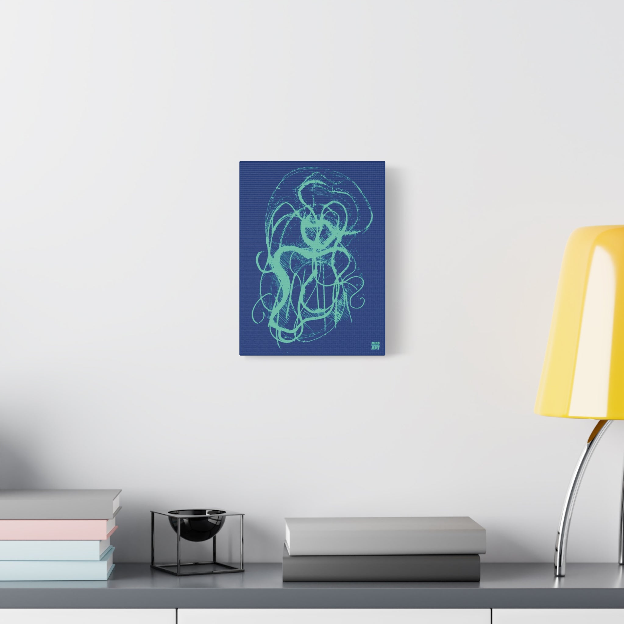 Davy Jones (Teal, Dark Blue Background) Matte Canvas, Stretched, 1.25"