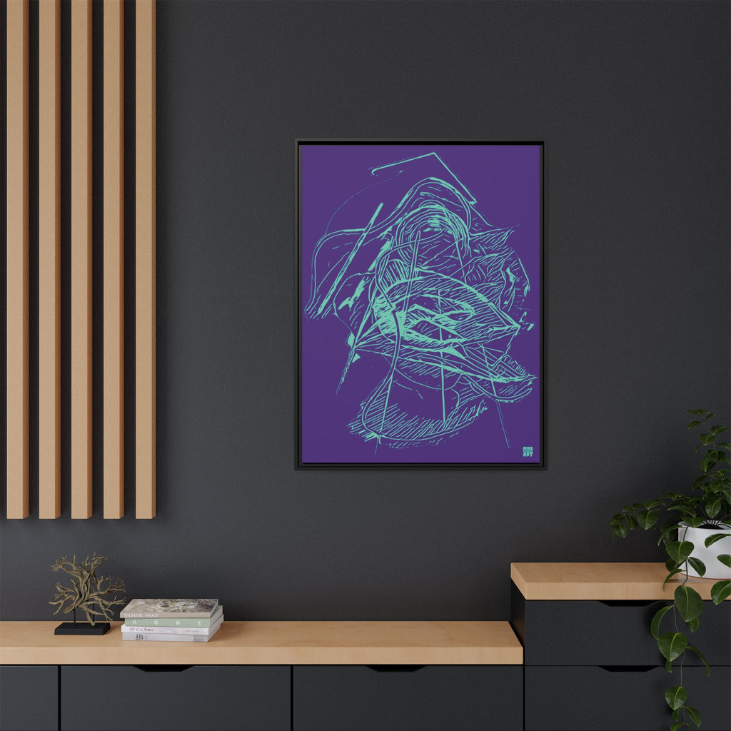 Dive Reflex (Teal, Purple Background) Matte Canvas, Framed