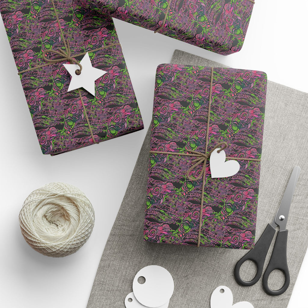 Vessel (Neon, Black Background) Heavy Wrapping Paper