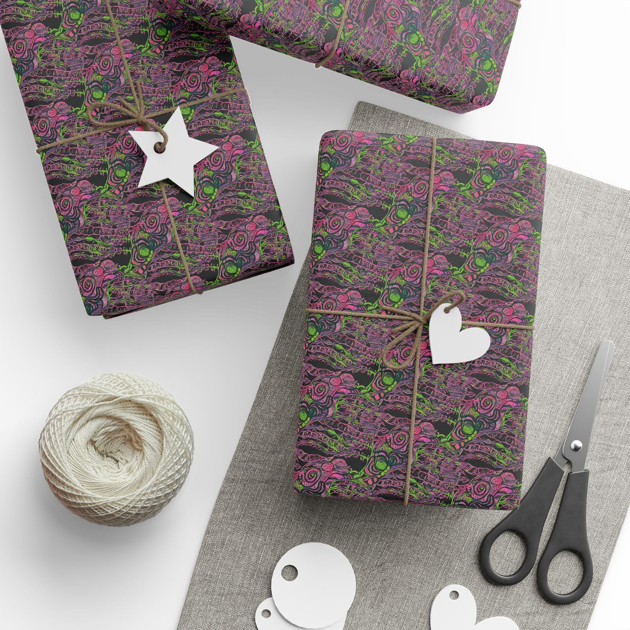 Vessel (Neon, Black Background) Heavy Wrapping Paper