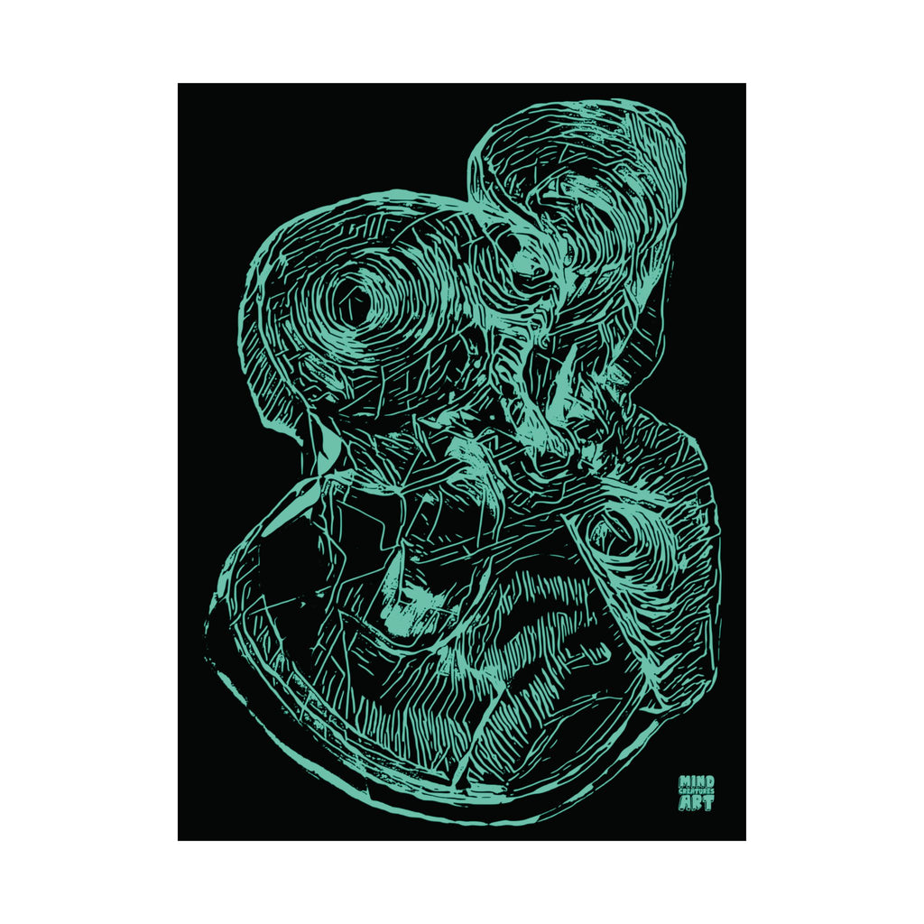 Curiosity (Teal, Black Background) Fine Art Poster