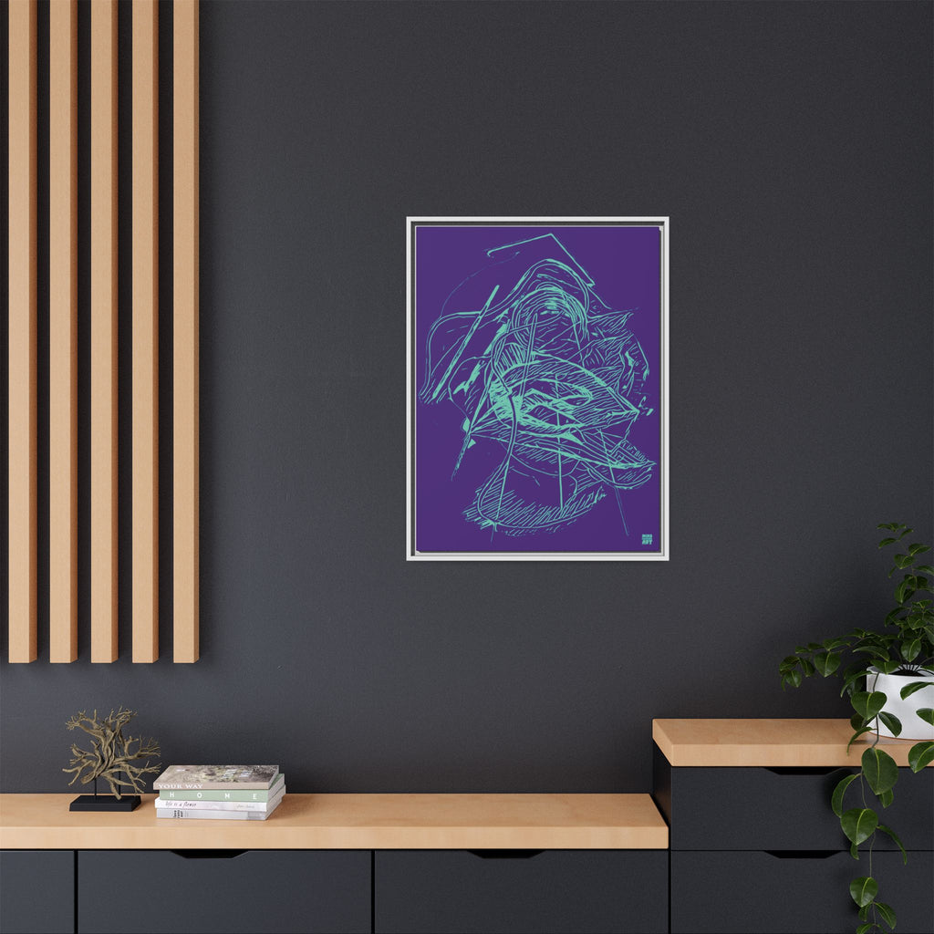 Dive Reflex (Teal, Purple Background) Matte Canvas, Framed