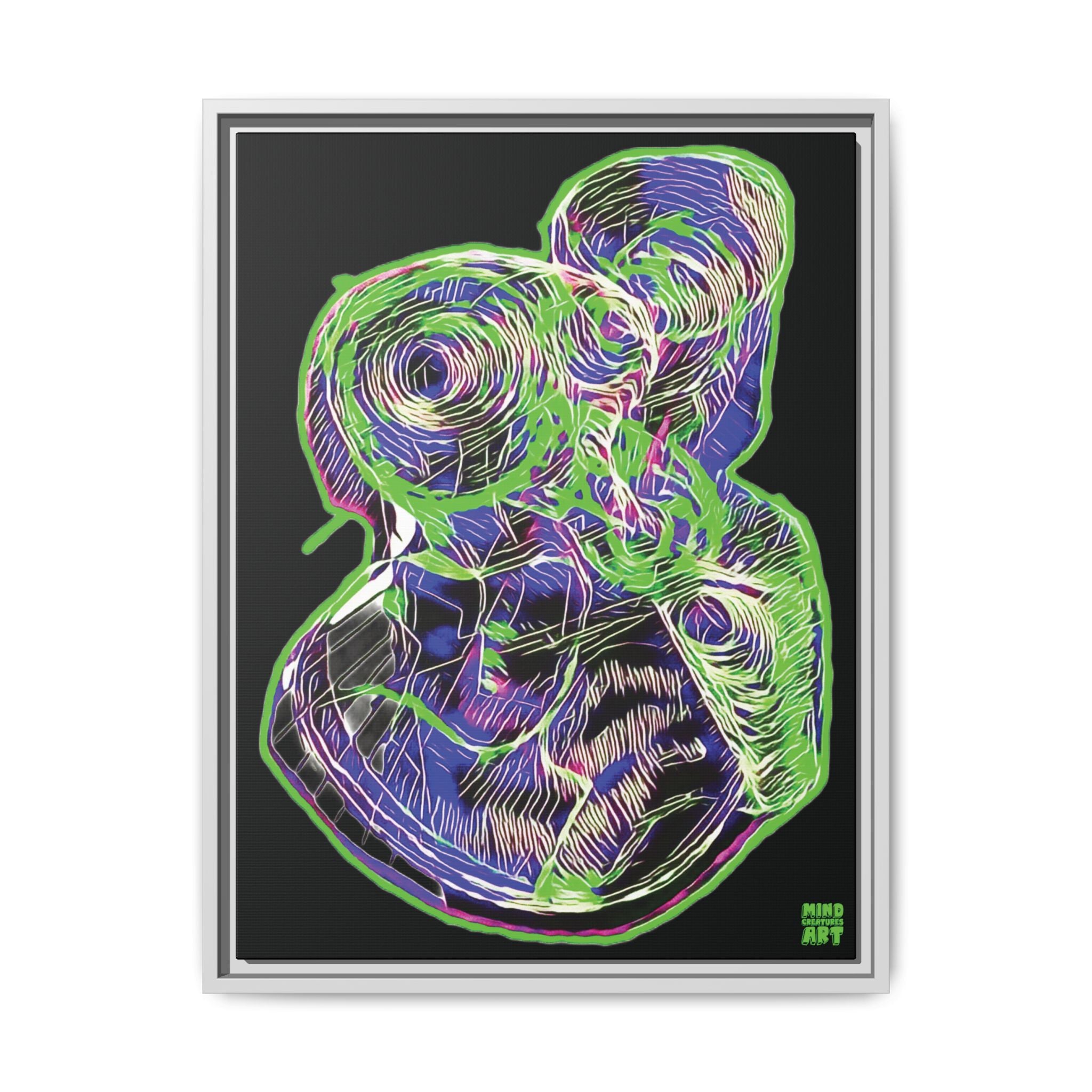 Curiosity (Electric Green, Black Background) Matte Canvas, Framed