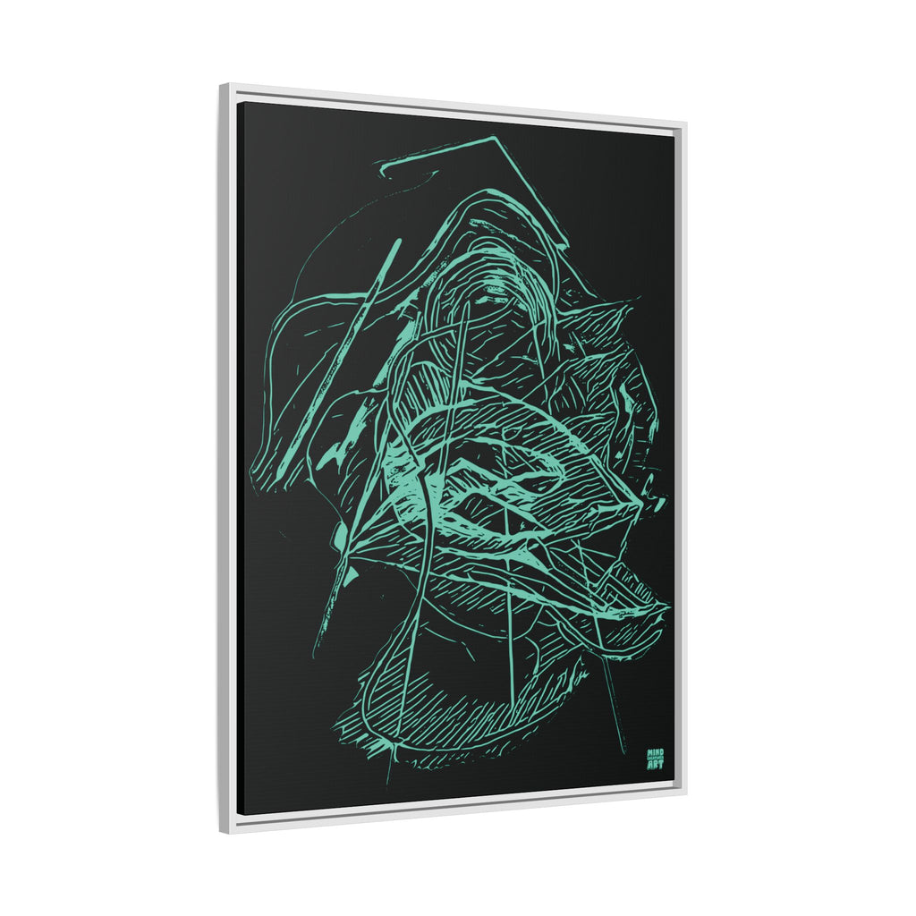 Dive Reflex (Teal, Black Background) Matte Canvas, Framed