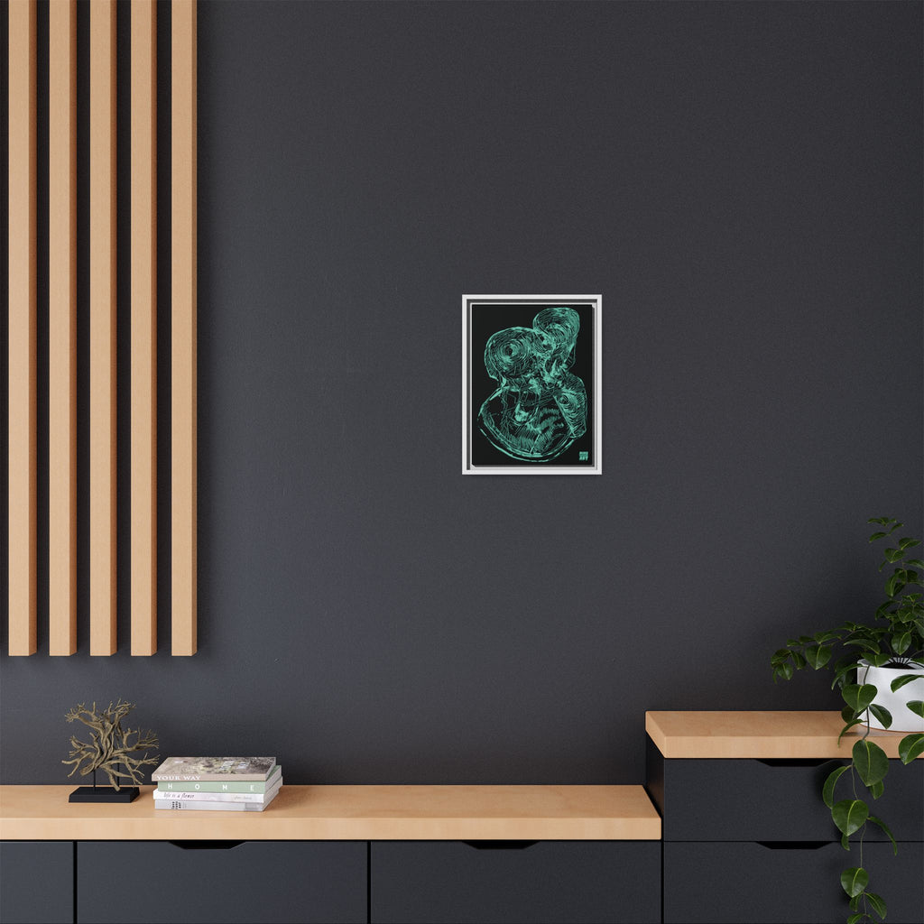 Curiosity (Teal, Black Background) Matte Canvas, Framed