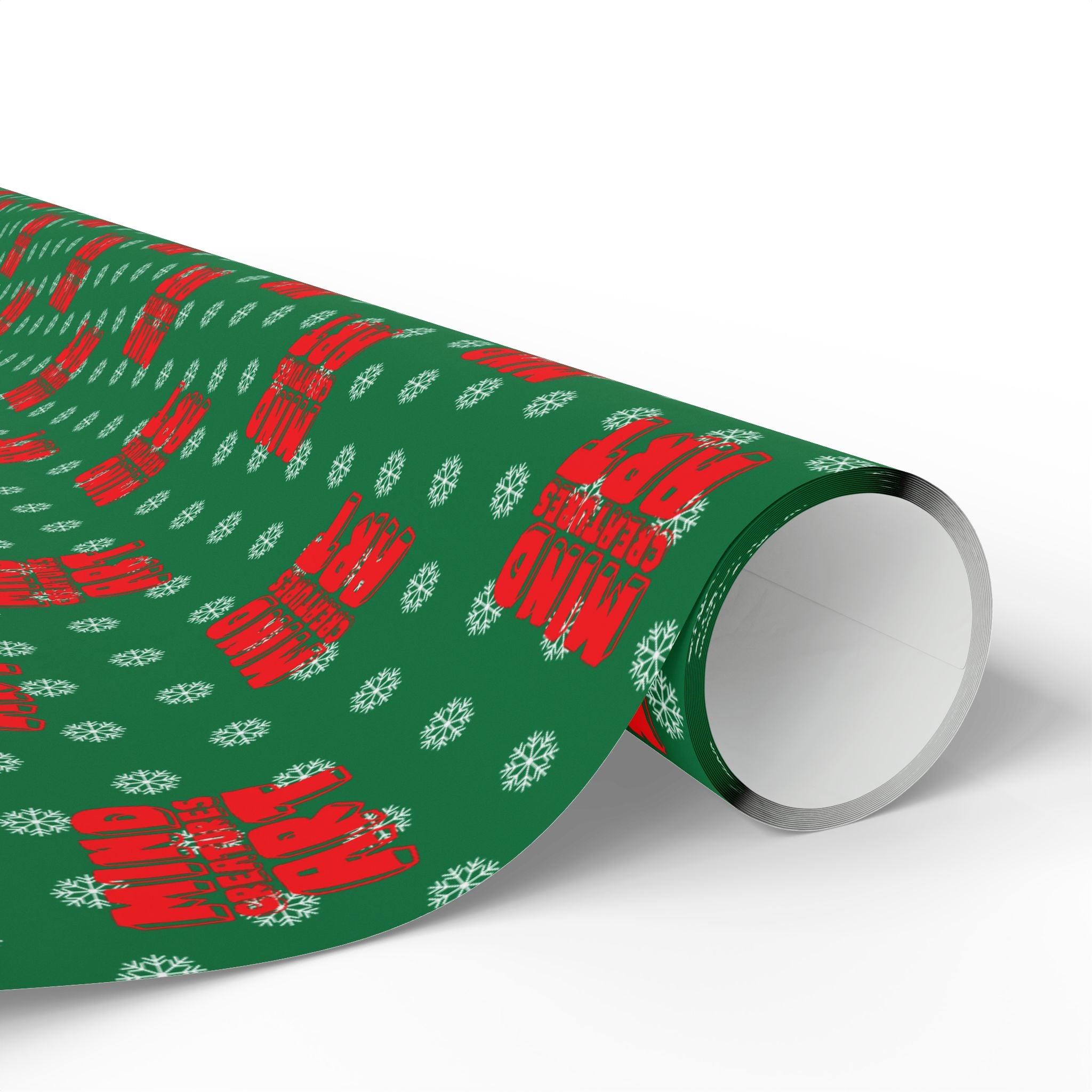 MCA Logo & Snowflake (Red, Green Background) Heavy Wrapping Paper