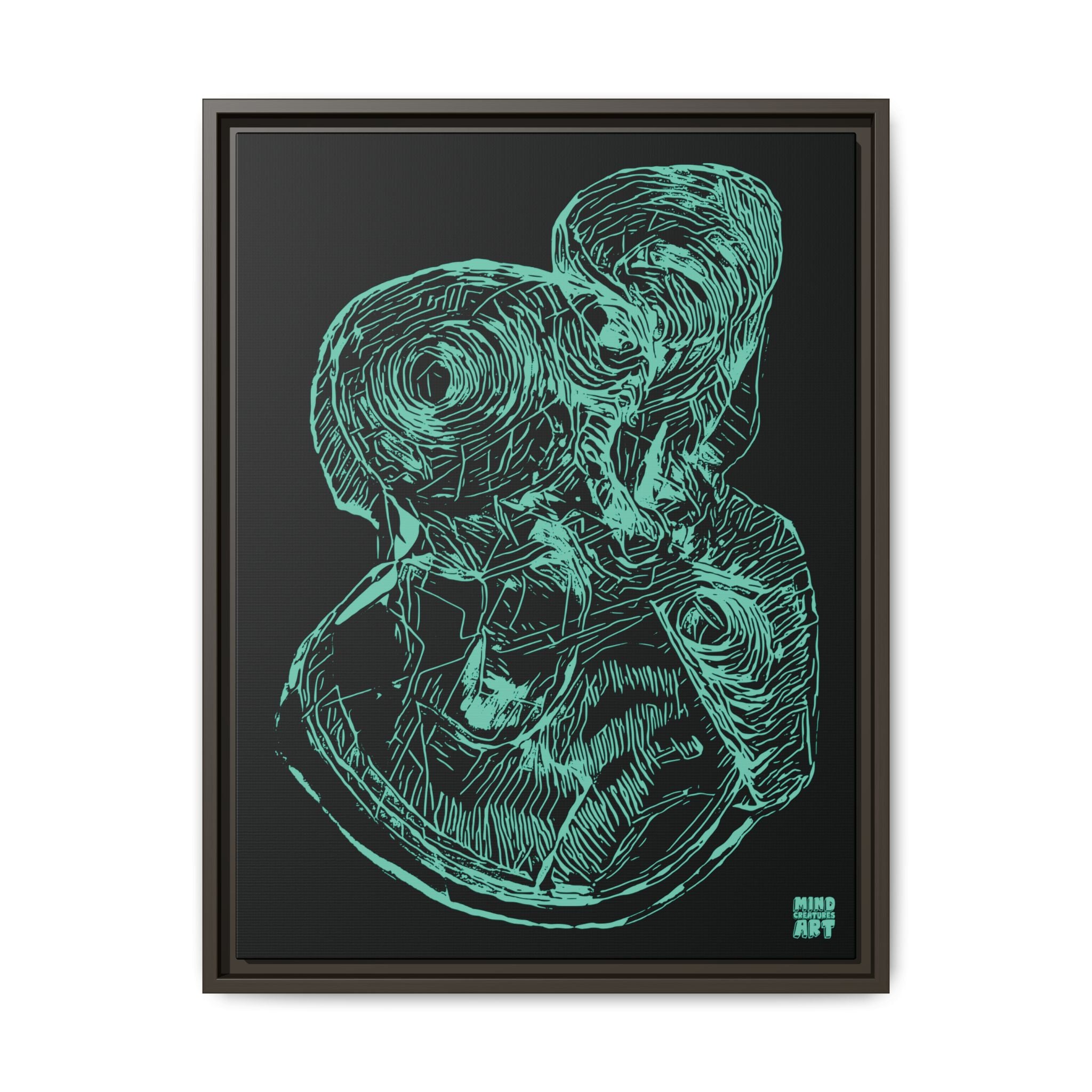 Curiosity (Teal, Black Background) Matte Canvas, Framed