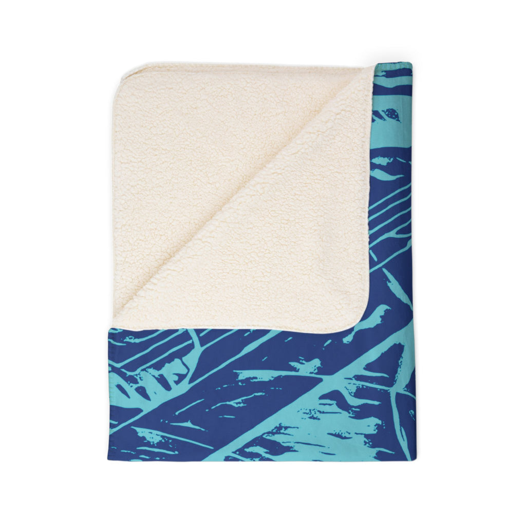 Love (Aqua, Dark Blue Background) Fleece Sherpa Blanket