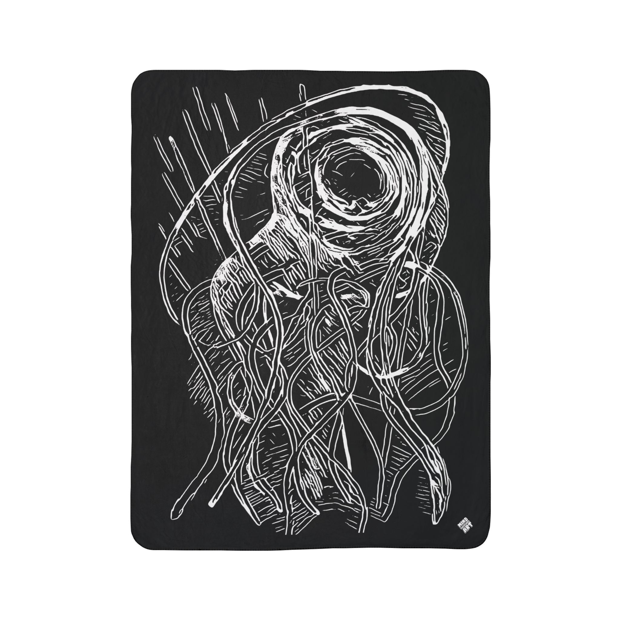 Jelly Jam (White, Black Background) Fleece Sherpa Blanket