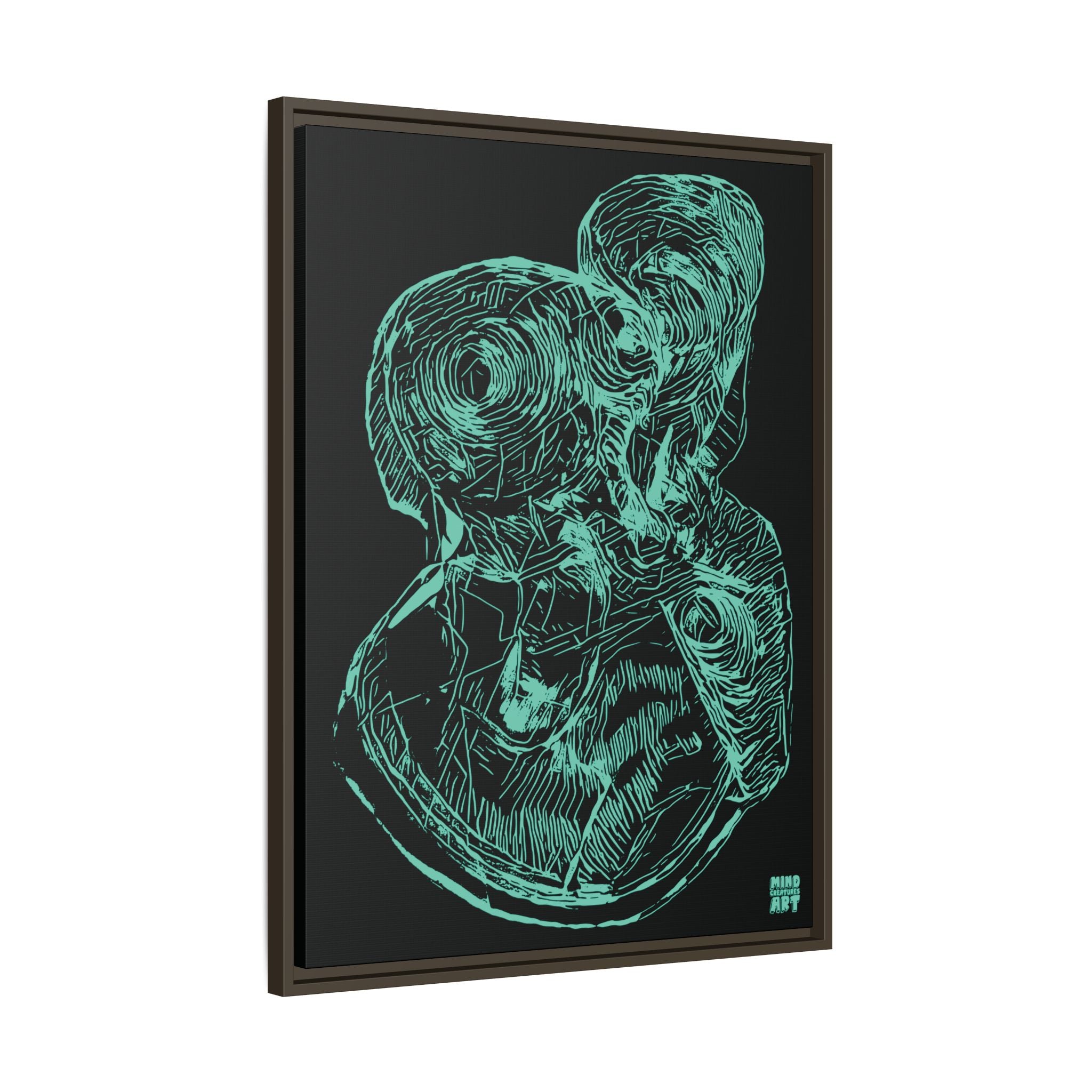 Curiosity (Teal, Black Background) Matte Canvas, Framed