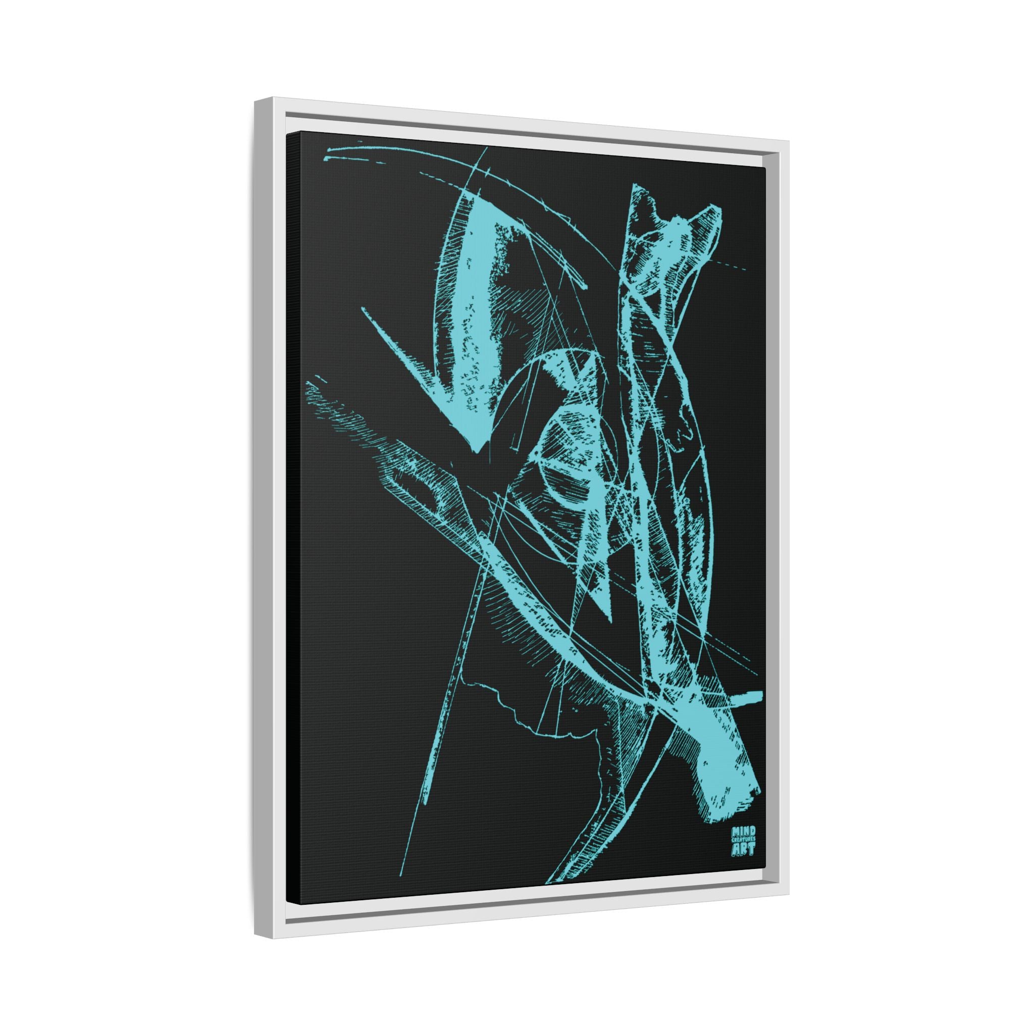 Watching (Aqua, Black Background) Matte Canvas, Framed