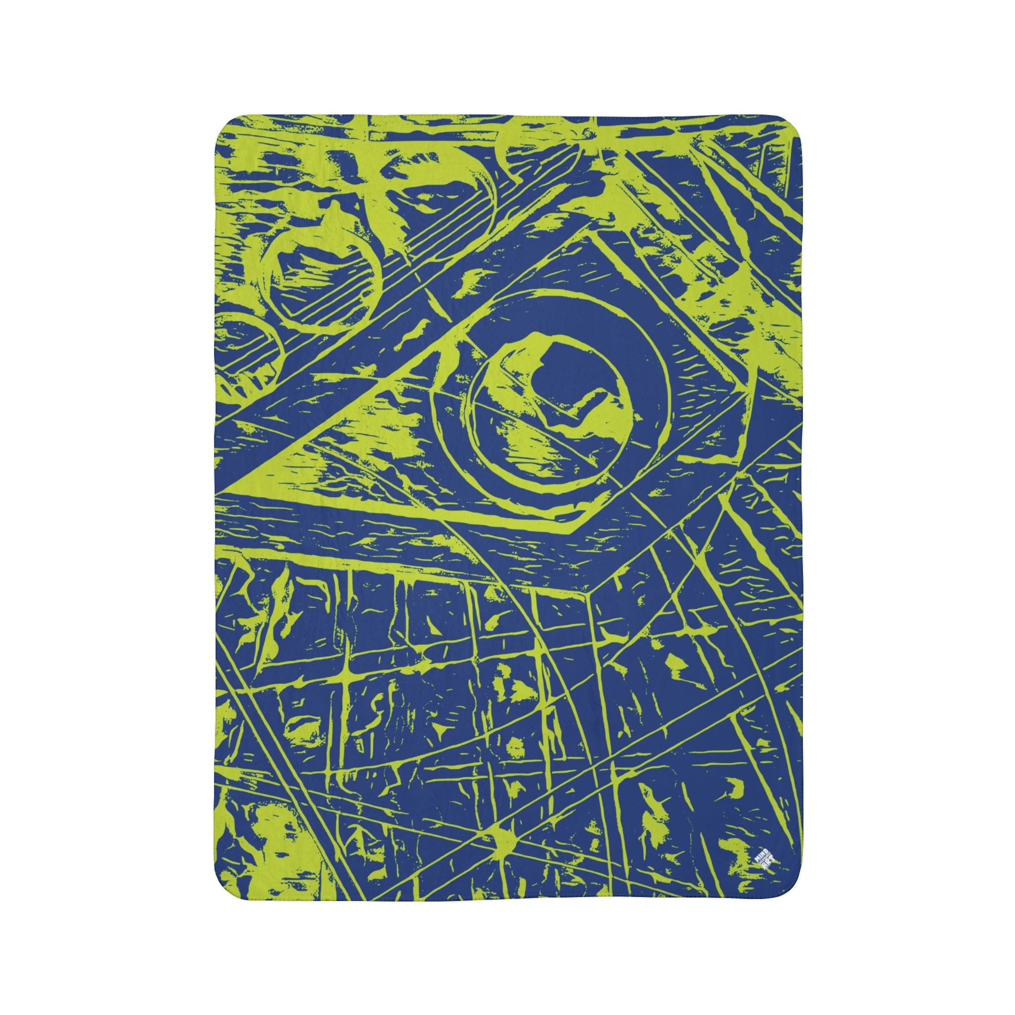 Love (Lime, Dark Blue Background) Fleece Sherpa Blanket