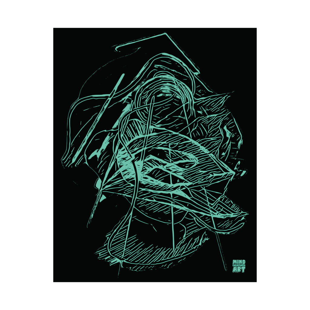 Dive Reflex (Teal, Black Background) Fine Art Poster