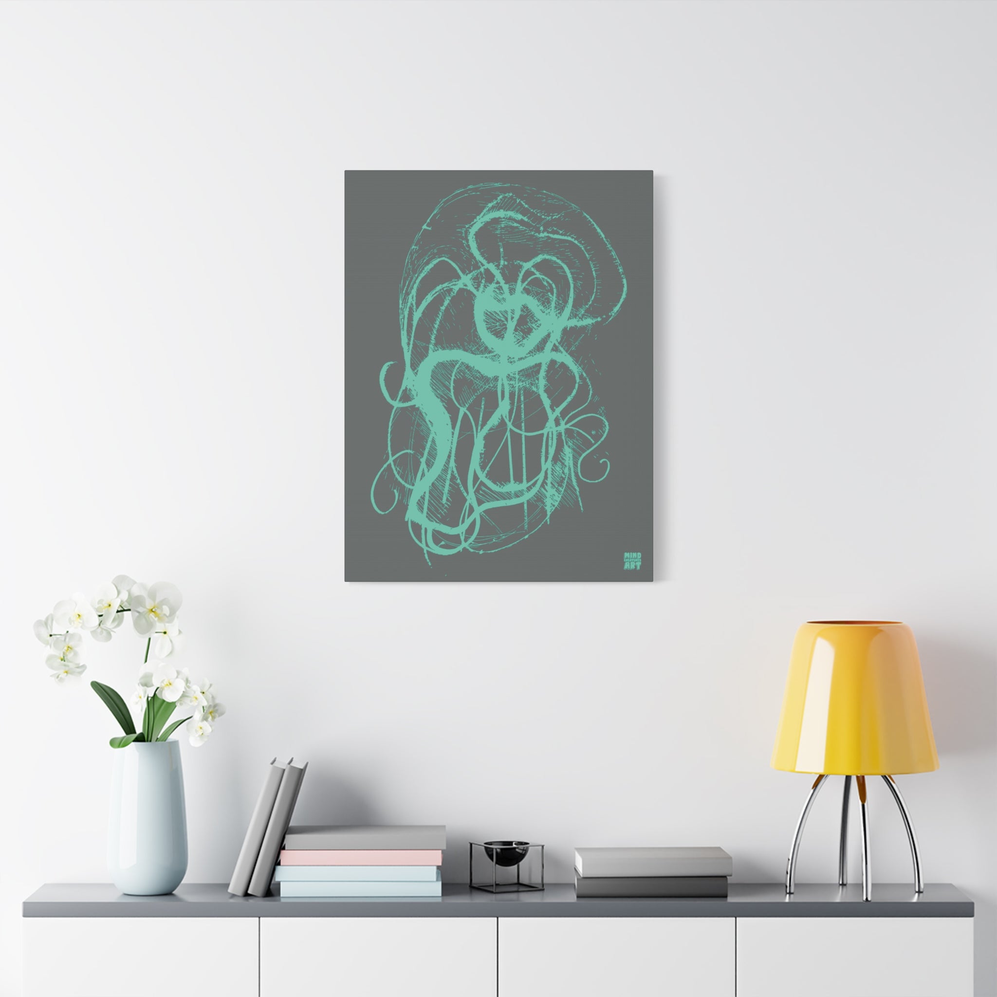 Davy Jones (Teal, Dark Gray Background) Matte Canvas, Stretched, 1.25"