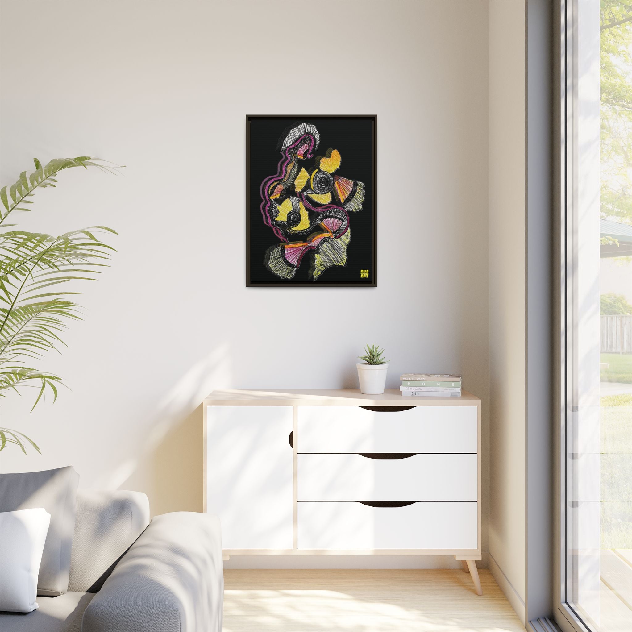 Crimson Teacher (Black Background) Matte Canvas, Framed