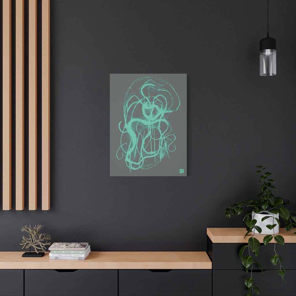 Davy Jones (Teal, Dark Gray Background) Matte Canvas, Stretched, 1.25"