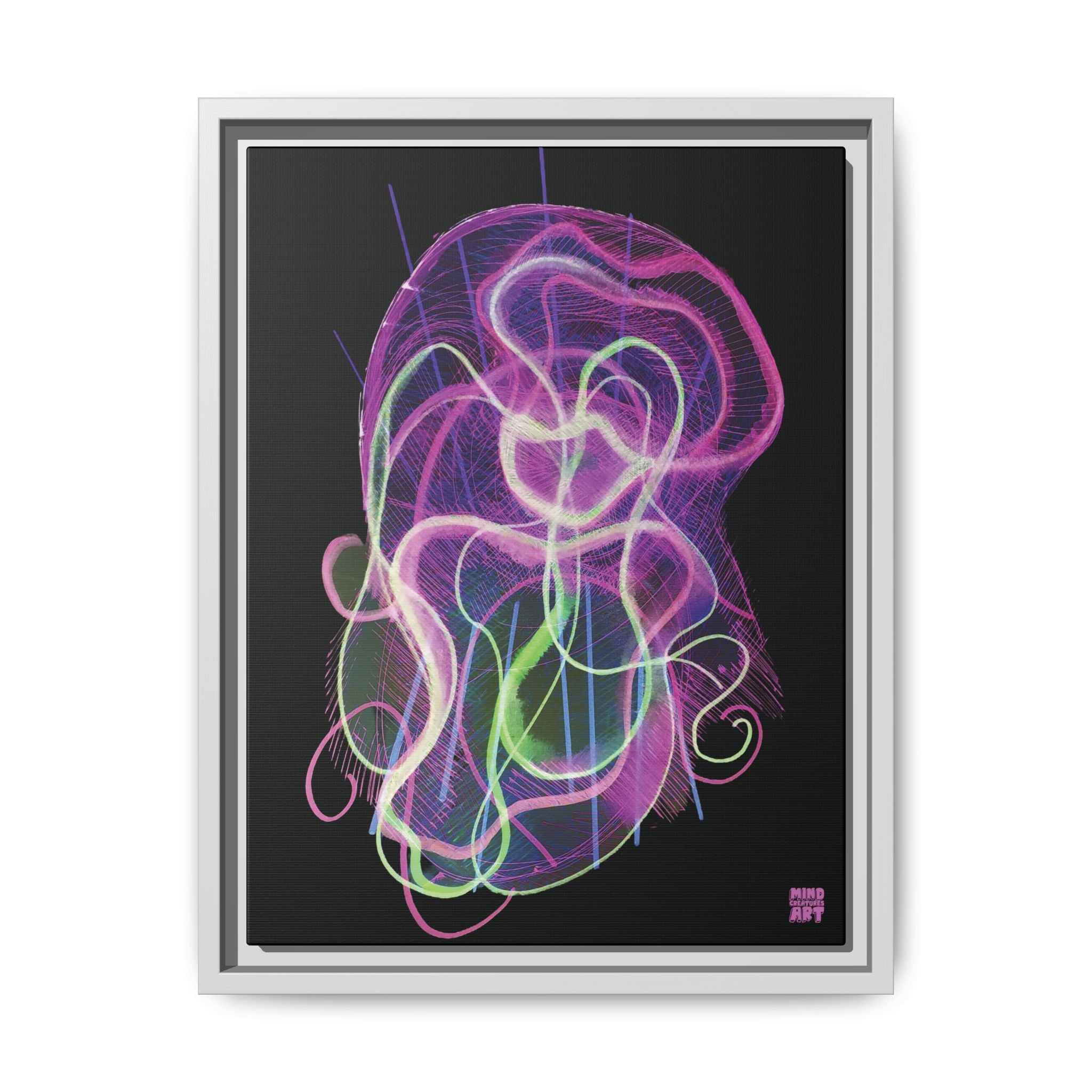 Davy Jones (Electric Pink, Black Background) Matte Canvas, Framed