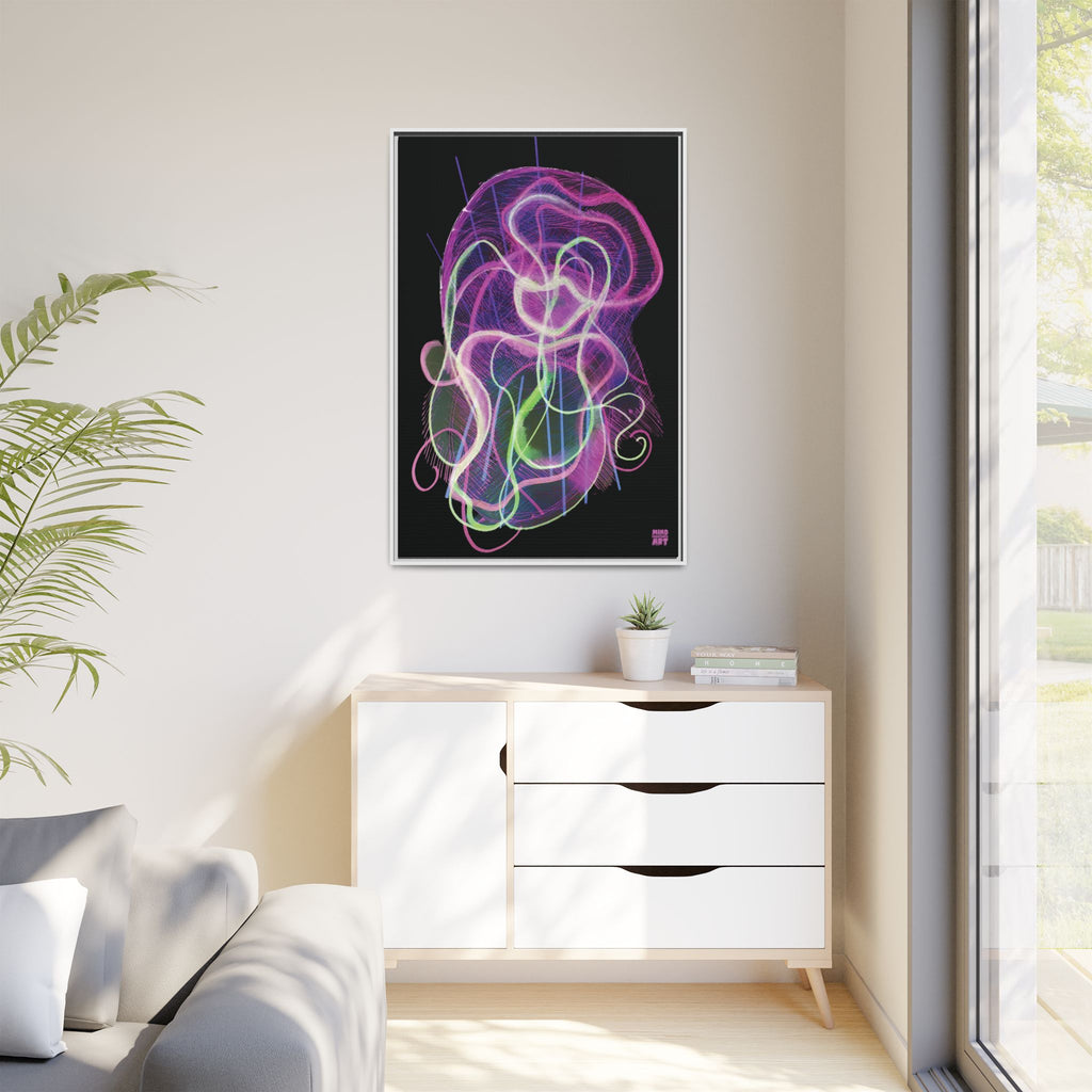 Davy Jones (Electric Pink, Black Background) Matte Canvas, Framed