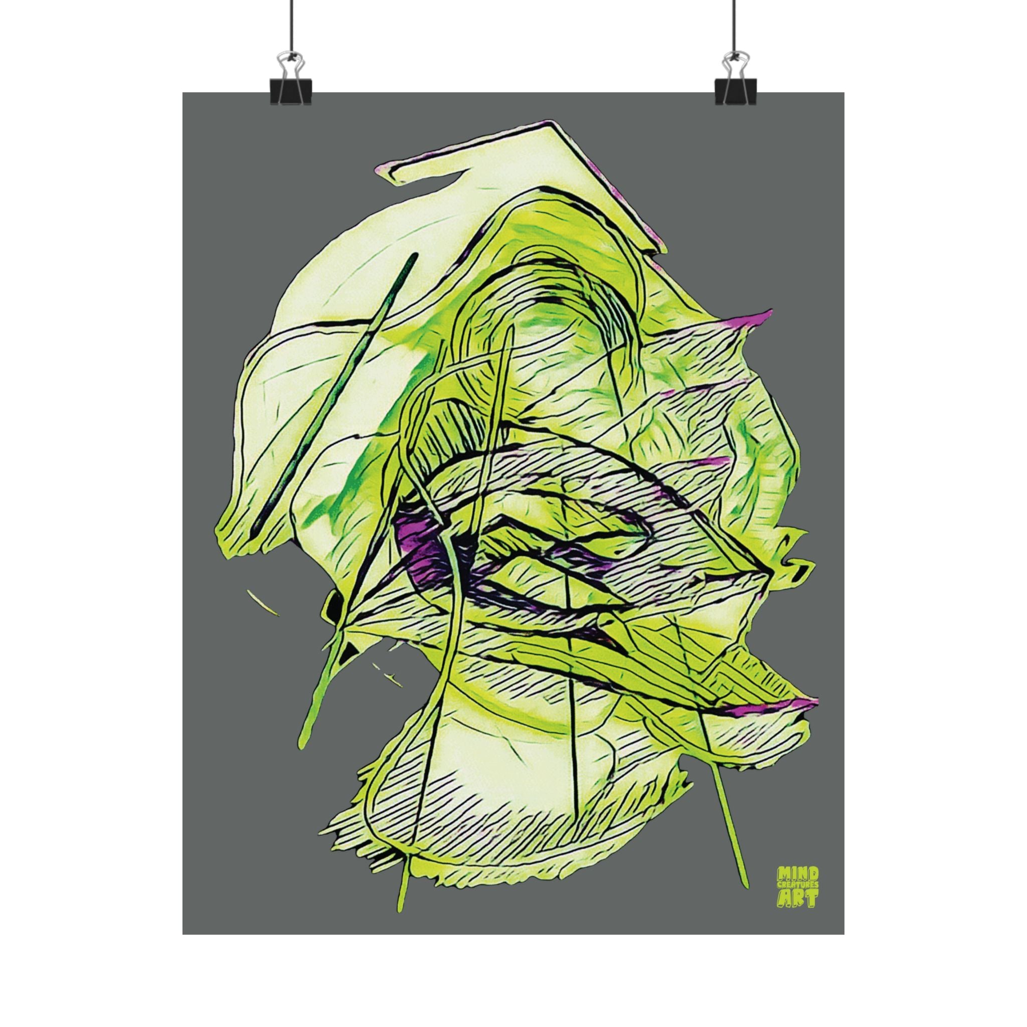 Dive Reflex (Lime, Dark Gray Background) Matte Poster