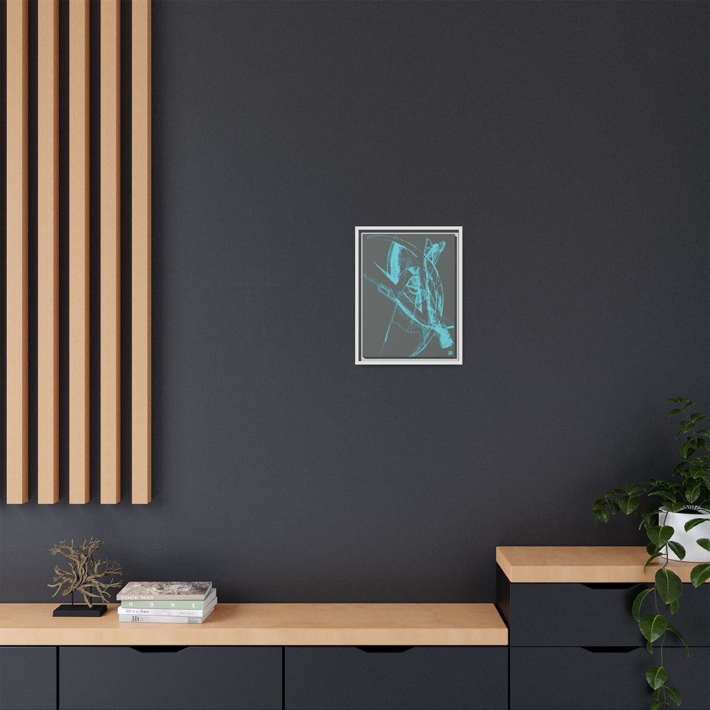 Watching (Aqua, Dark Gray Background) Matte Canvas, Framed