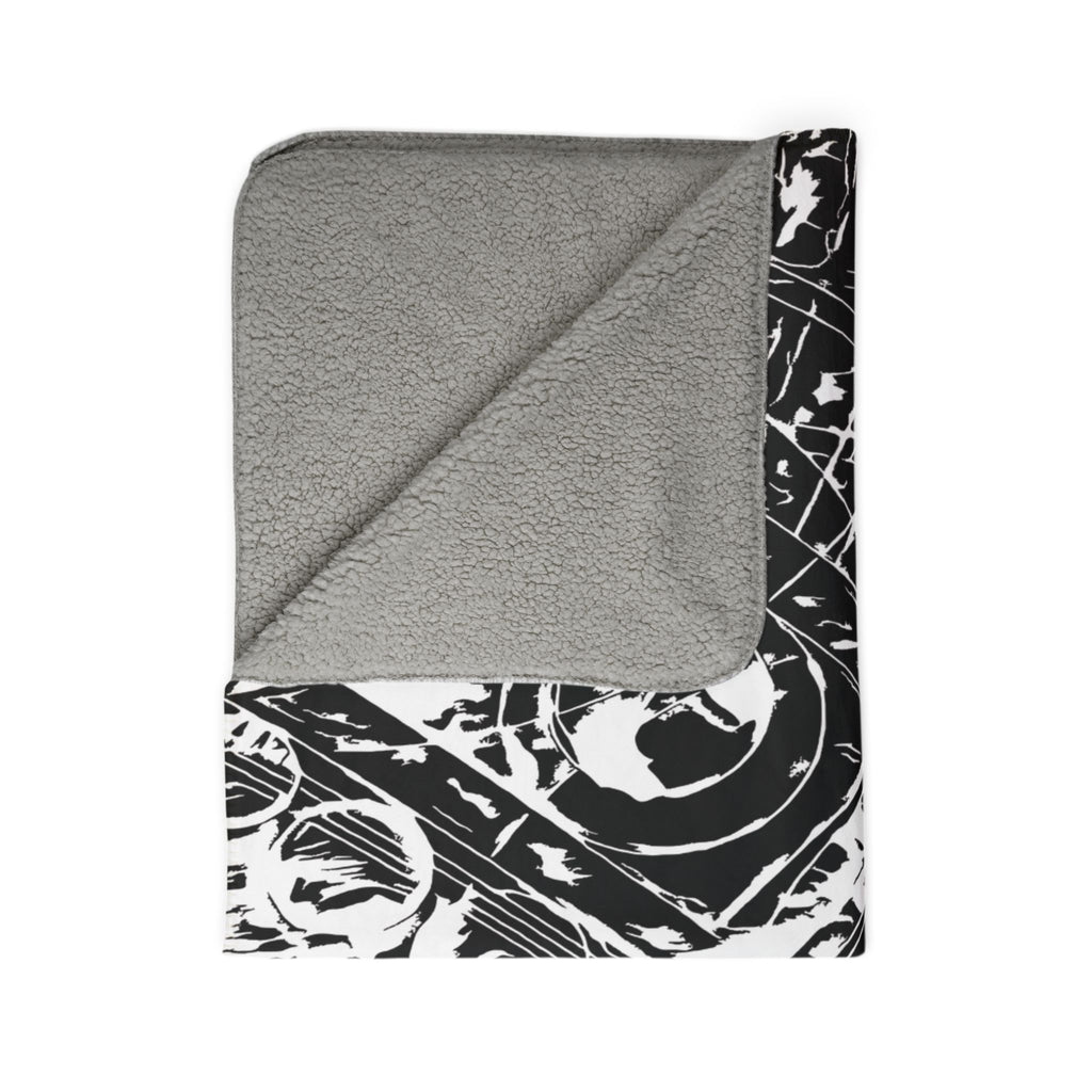 Love (White, Mirror, Black Background) Fleece Sherpa Blanket