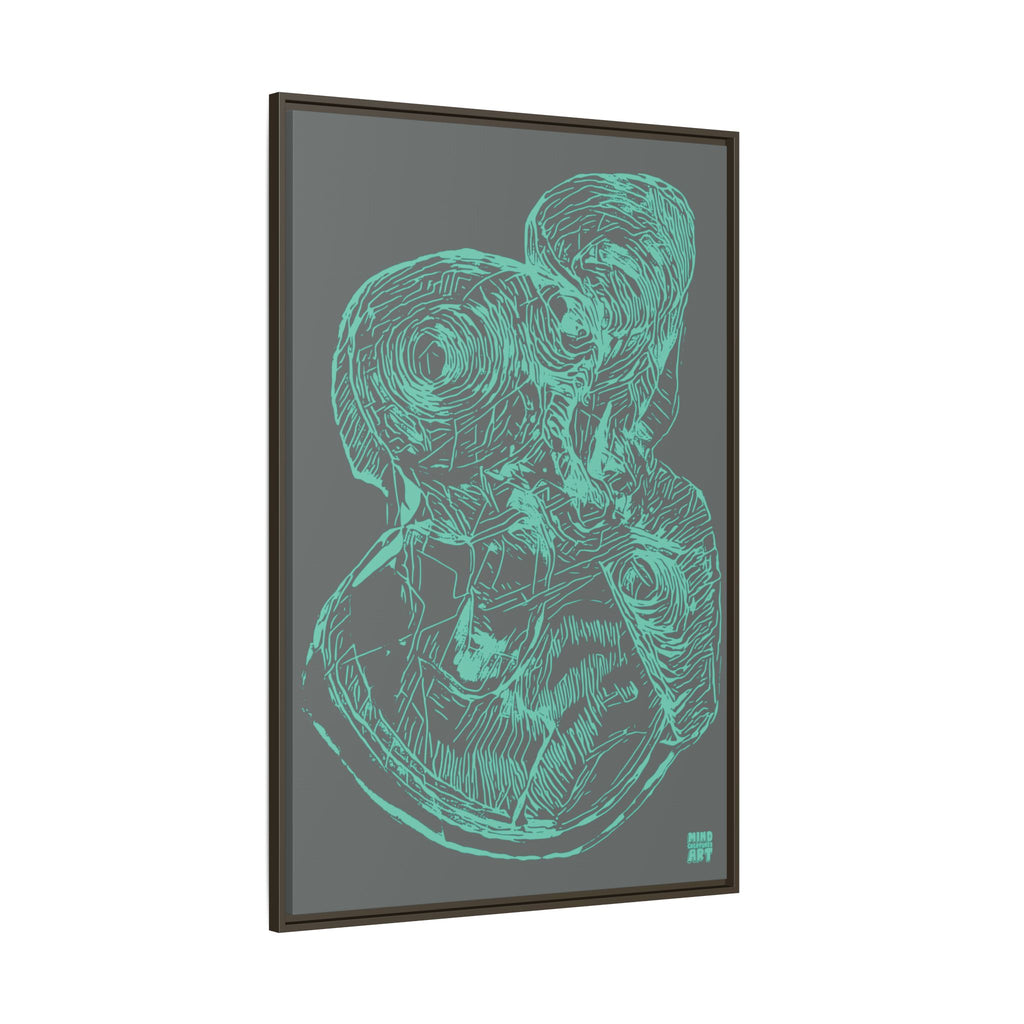 Curiosity (Teal, Dark Gray Background) Matte Canvas, Framed