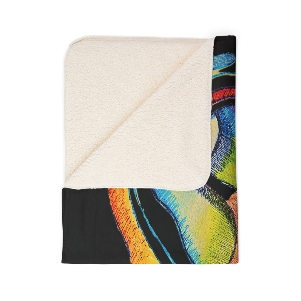 Cyclical (Black Background) Fleece Sherpa Blanket
