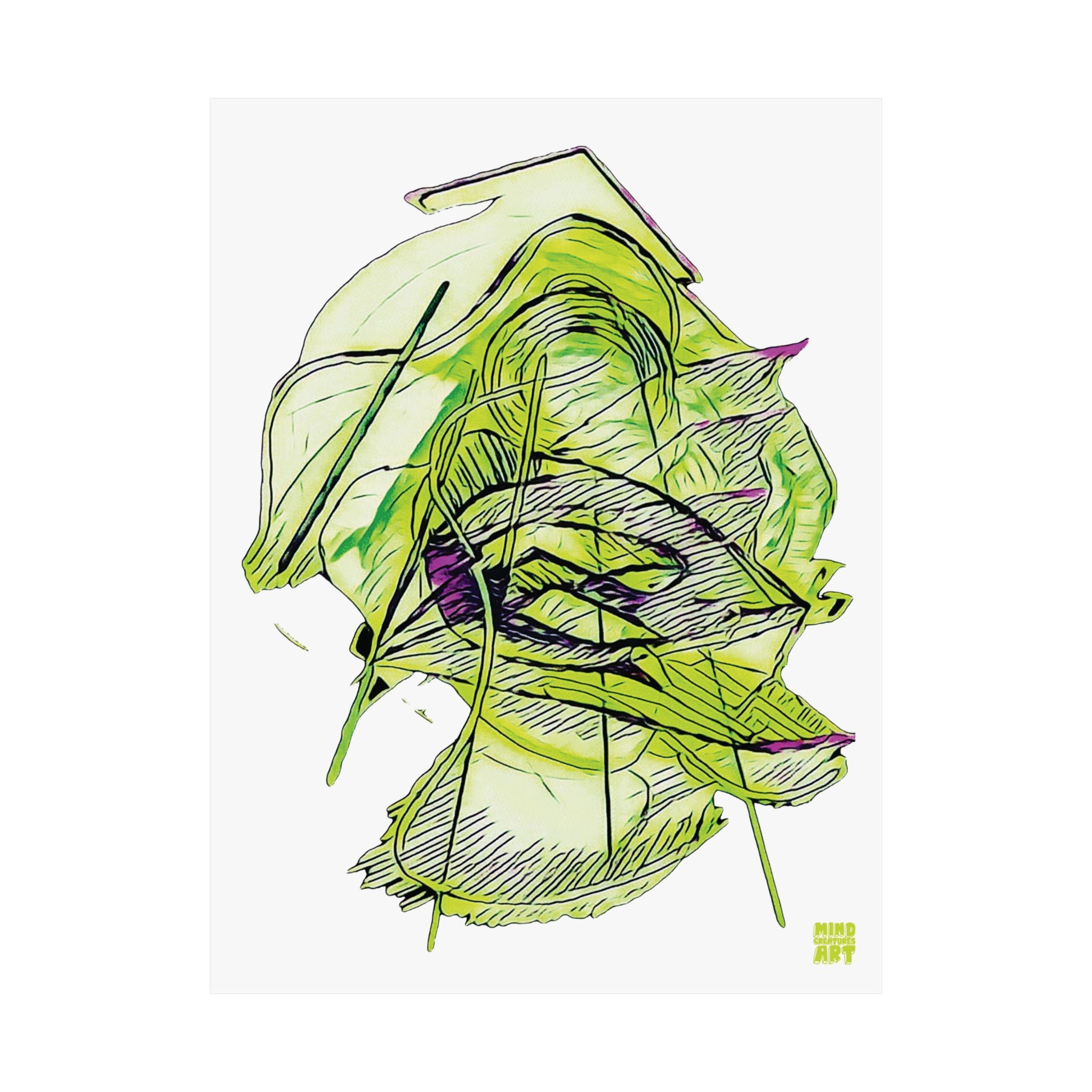 Dive Reflex (Lime, White Background) Matte Poster