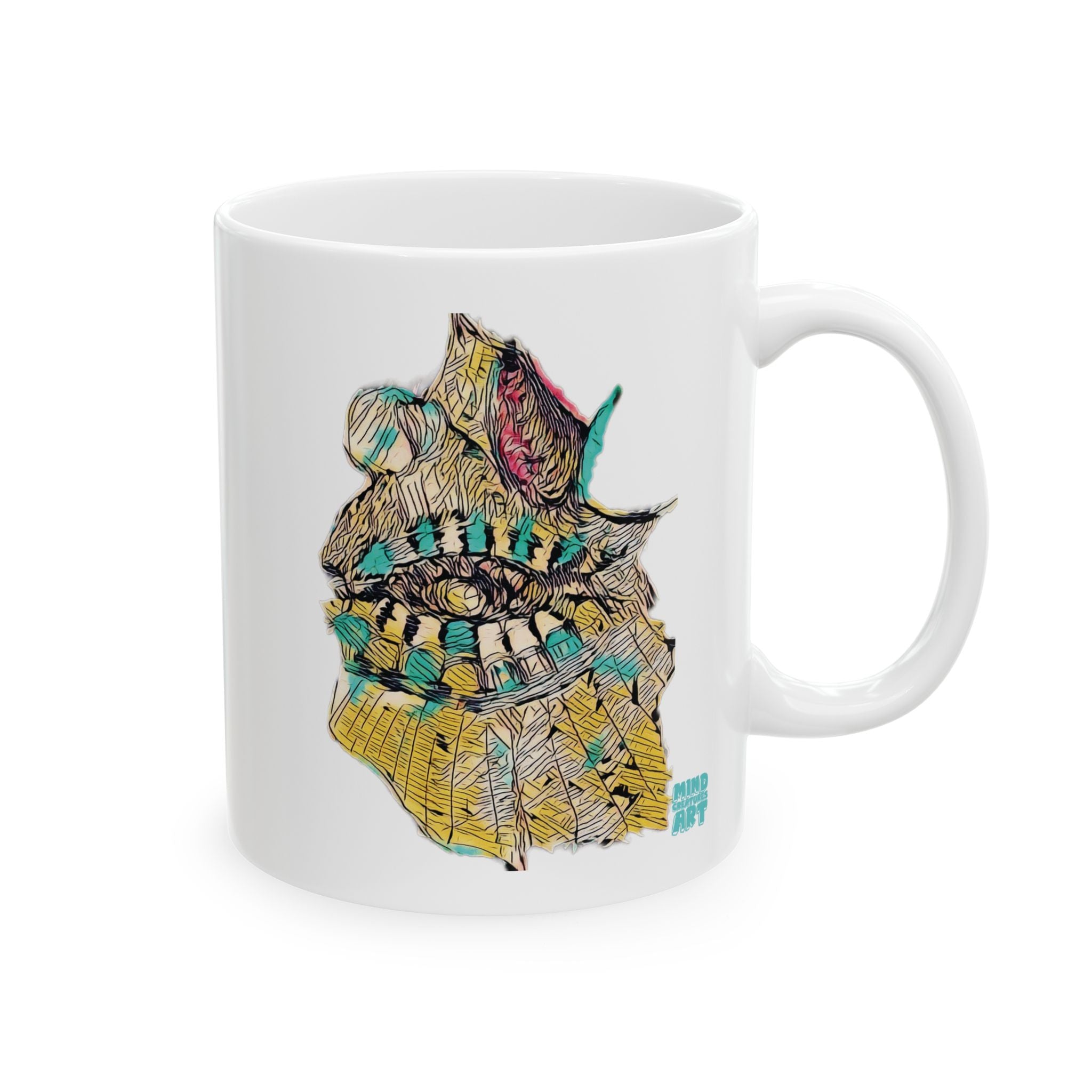 Hypnagogic (Gold) White Ceramic Mug, (11oz, 15oz)