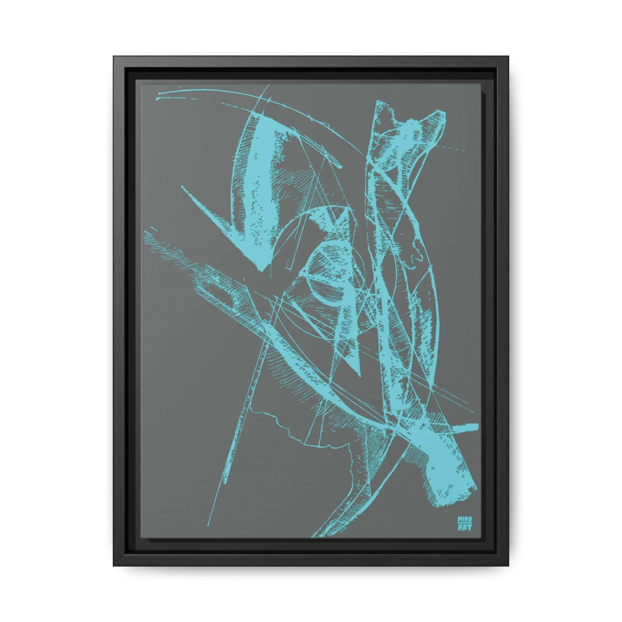 Watching (Aqua, Dark Gray Background) Matte Canvas, Framed
