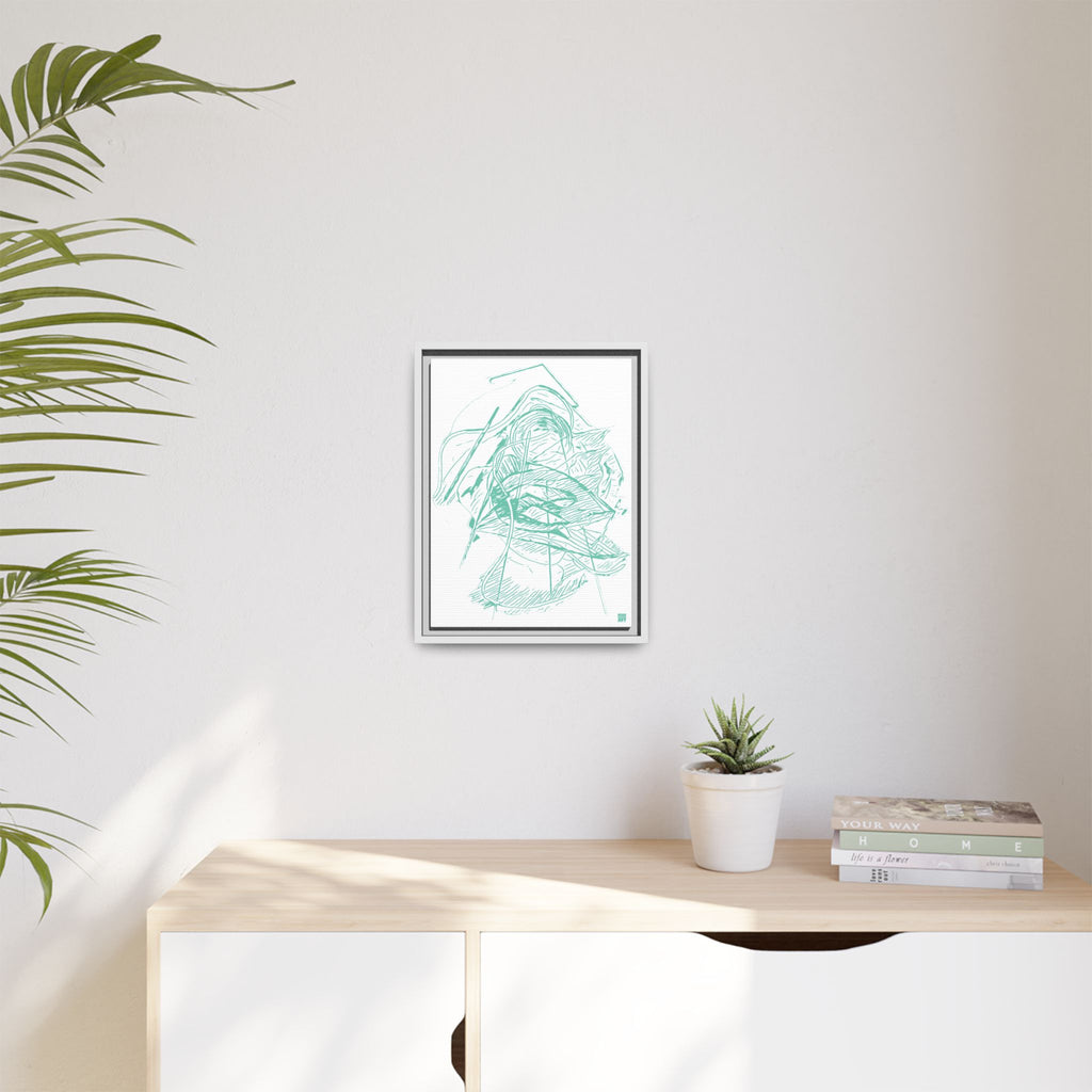 Dive Reflex (Teal, White Background) Matte Canvas, Framed