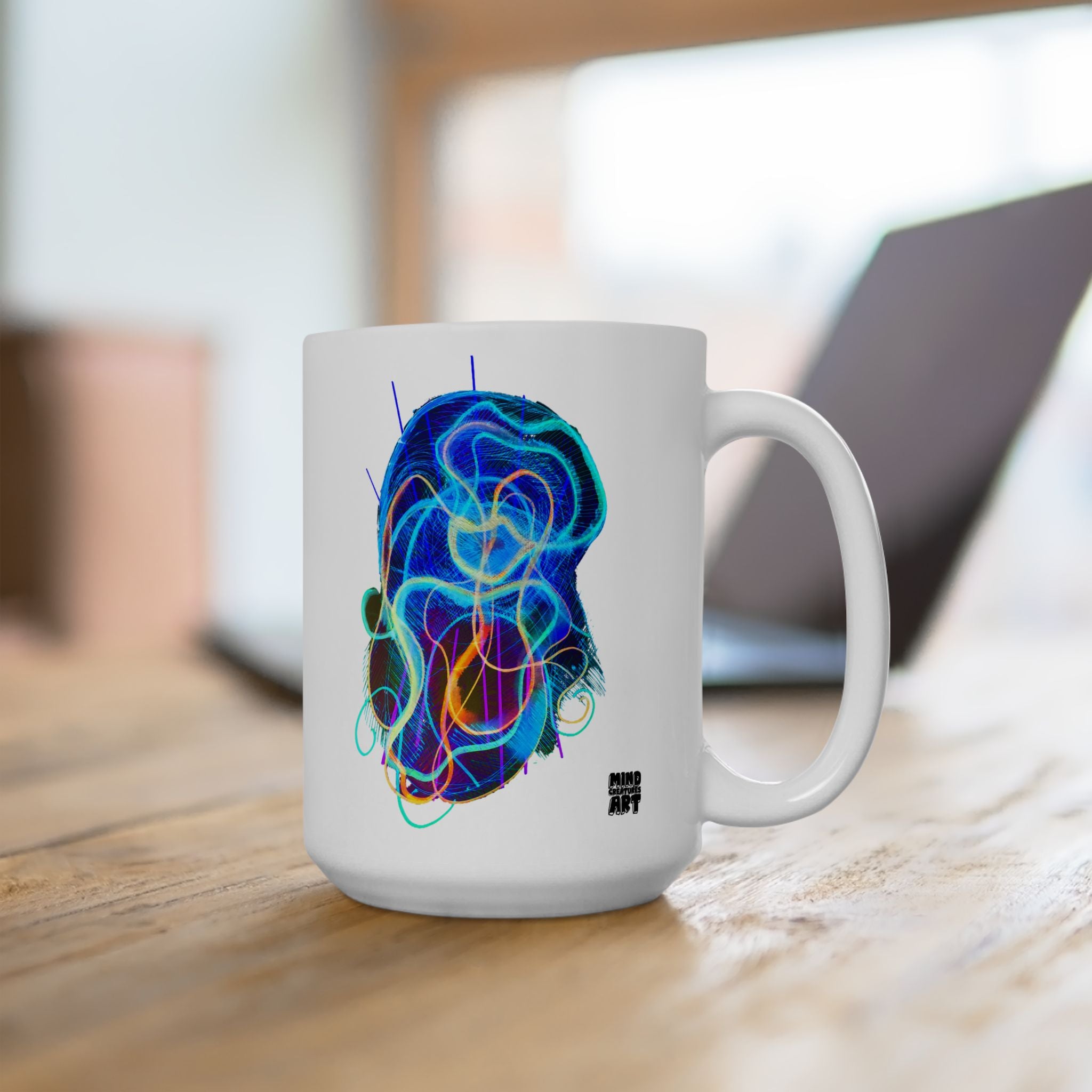 Davy Jones (Electric Blue) White Ceramic Mug, (11oz, 15oz)