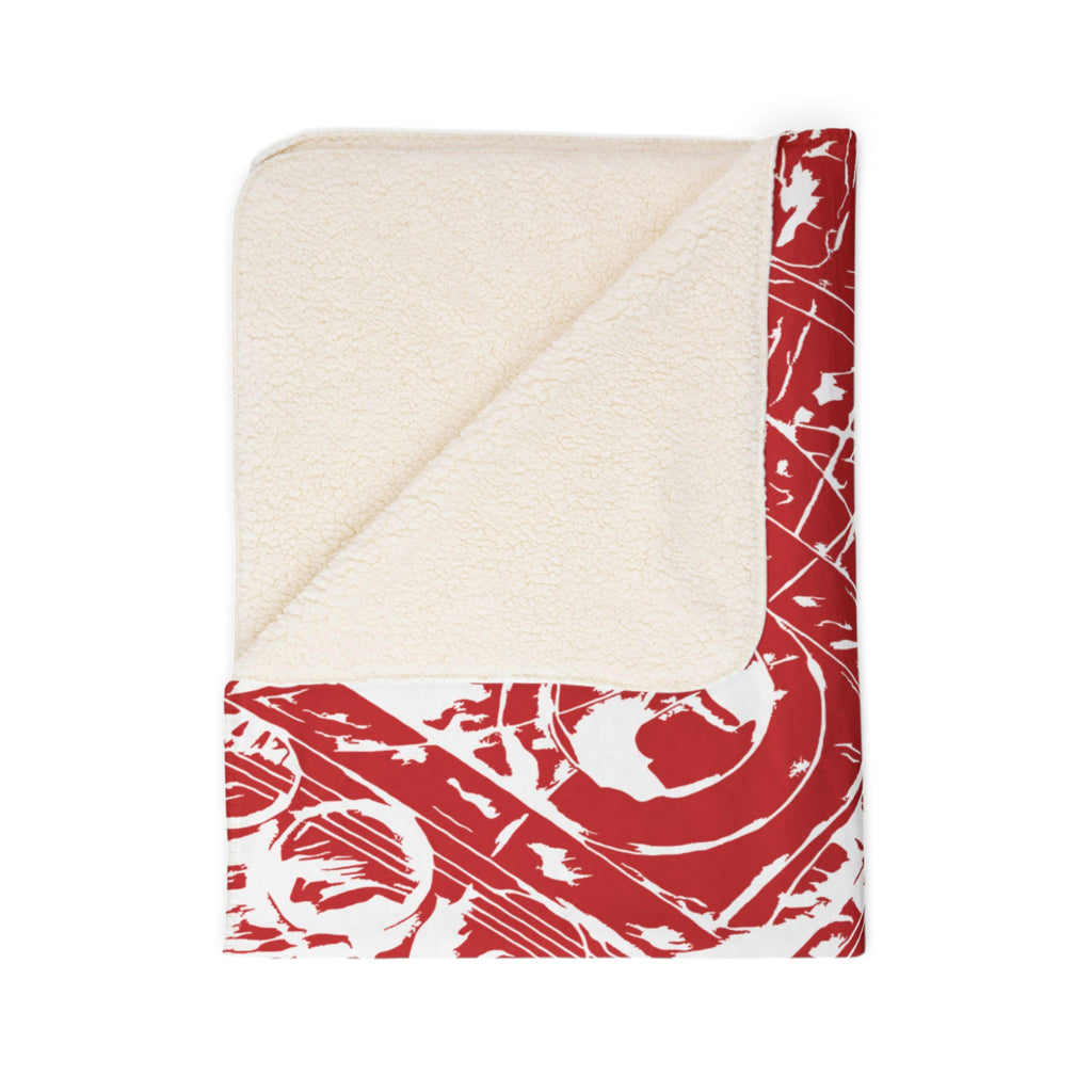 Love (White, Mirror, Red Background) Fleece Sherpa Blanket