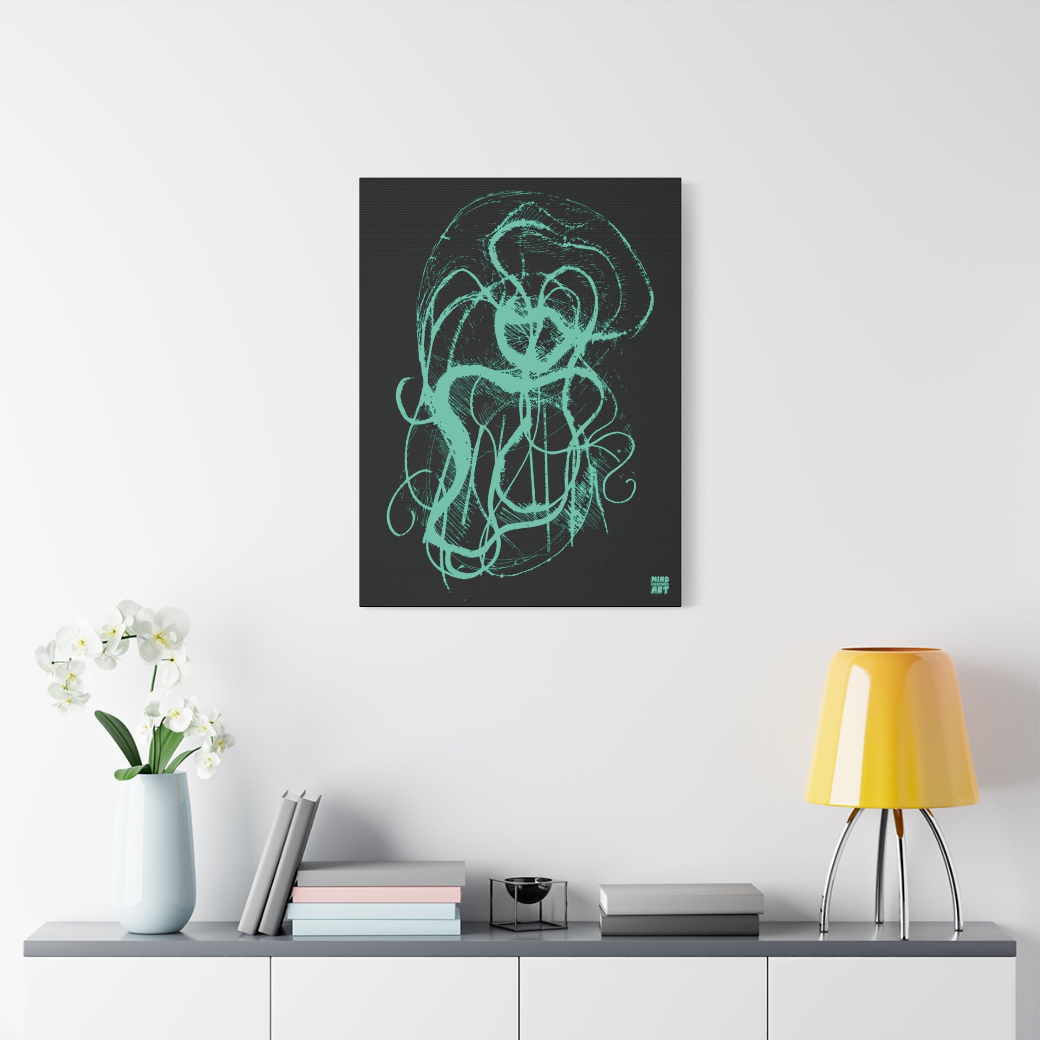 Davy Jones (Teal, Black Background) Matte Canvas, Stretched, 1.25"