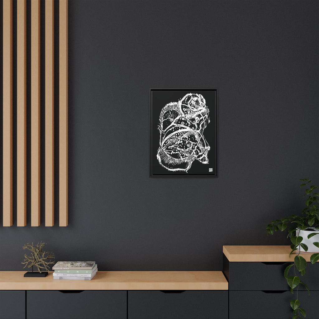 Exploration (White, Black Background) Matte Canvas, Framed
