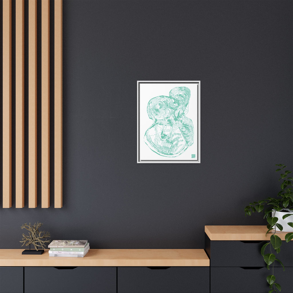 Curiosity (Teal, White Background) Matte Canvas, Framed
