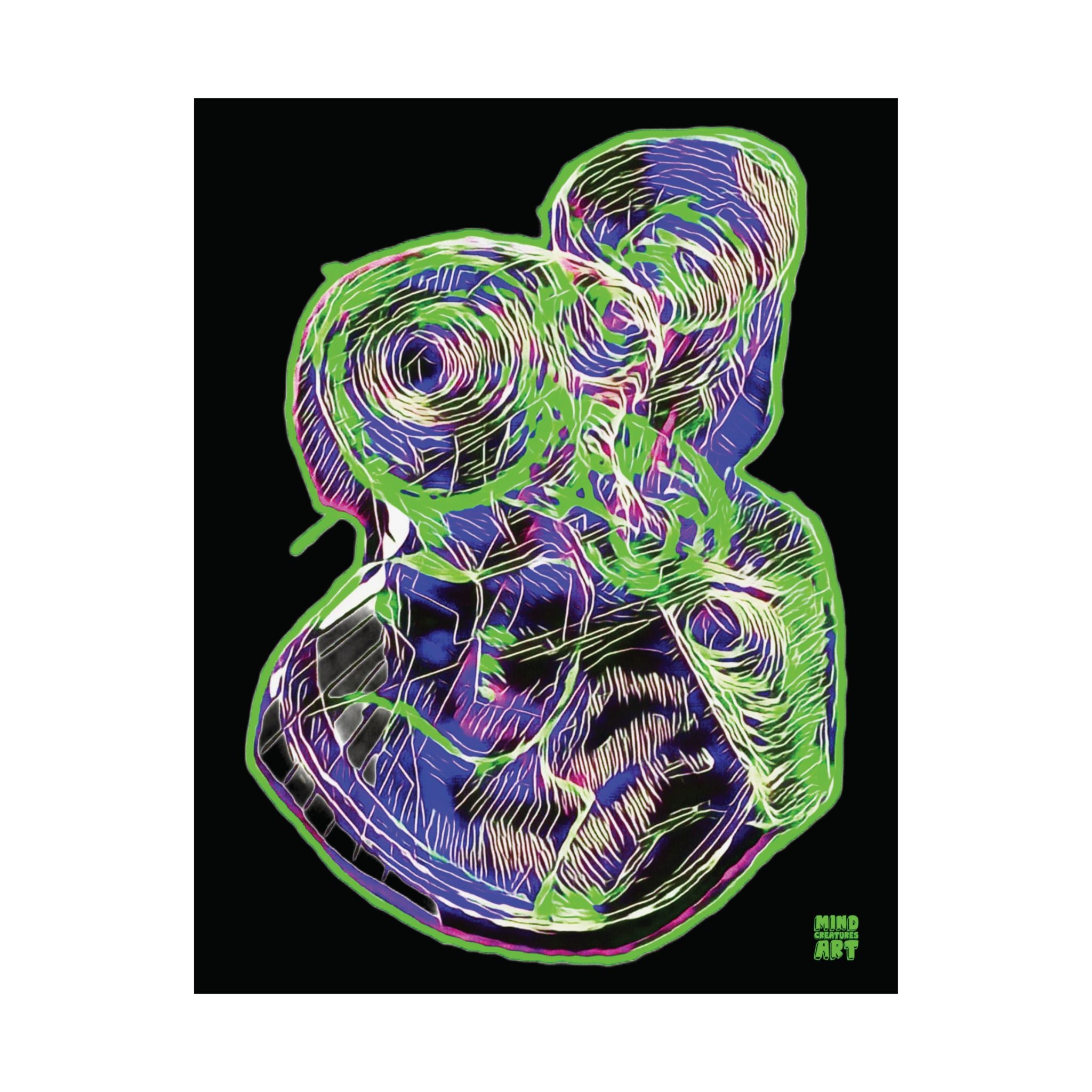 Curiosity (Electric Green, Black Background) Matte Poster
