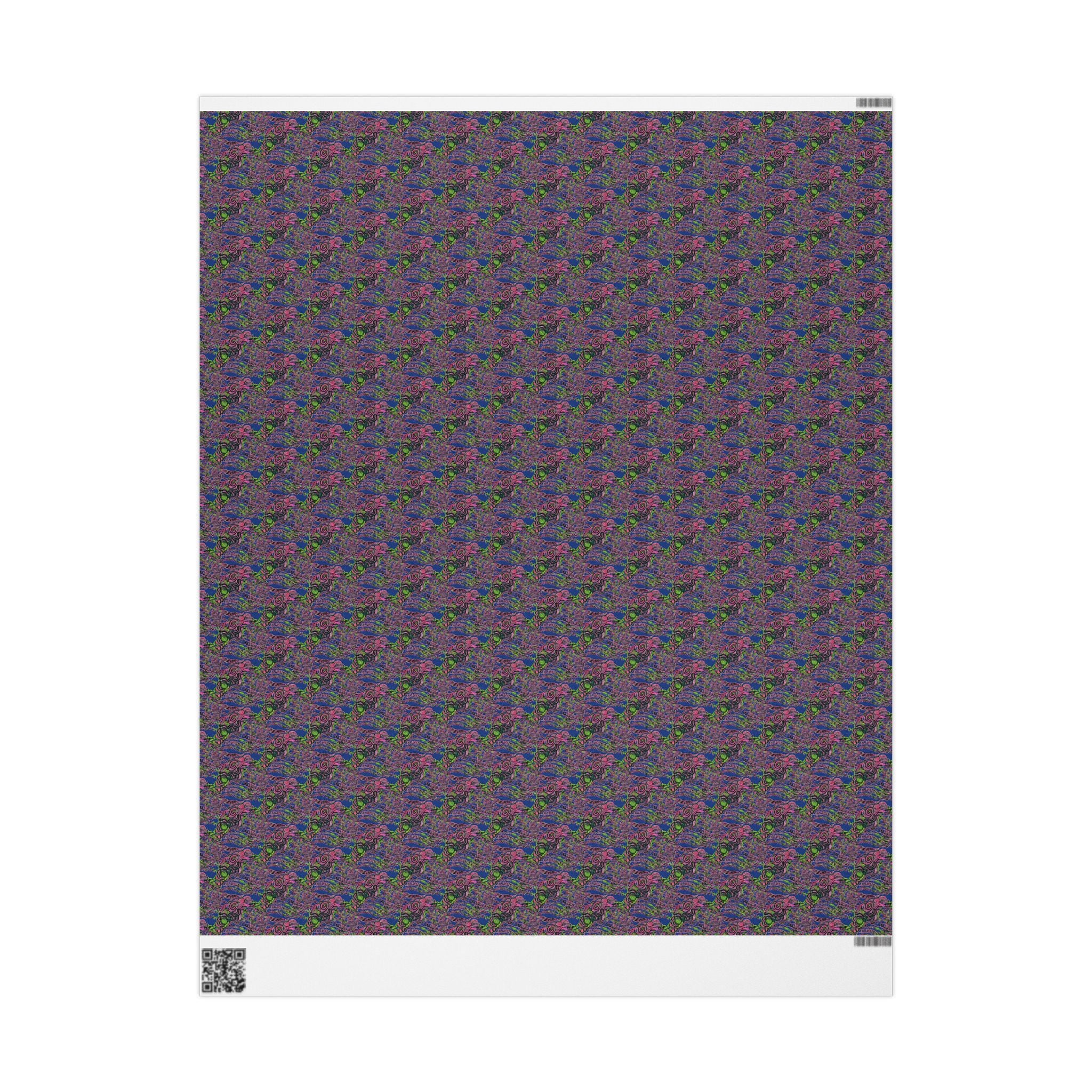 Vessel (Neon, Blue Background) Heavy Wrapping Paper