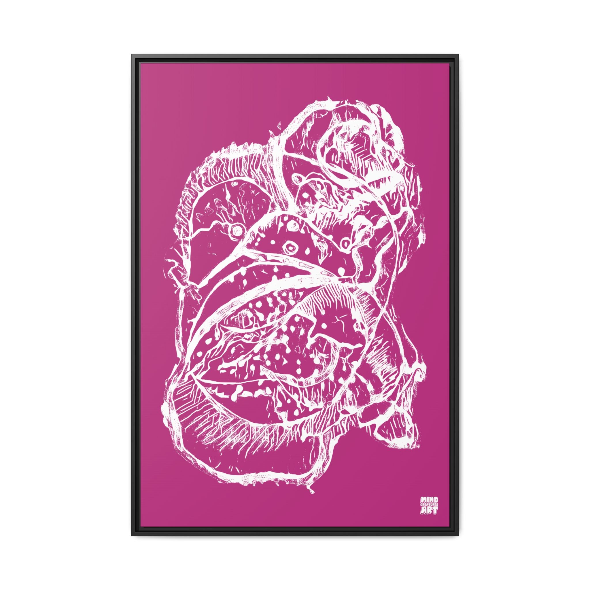 Exploration (White, Pink Background) Matte Canvas, Framed